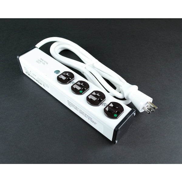 Wiremold Ulm4-6 Outlet Strip, Switched, Medical Grade, 4 5-15R, 5-15P, 6 Ft.,