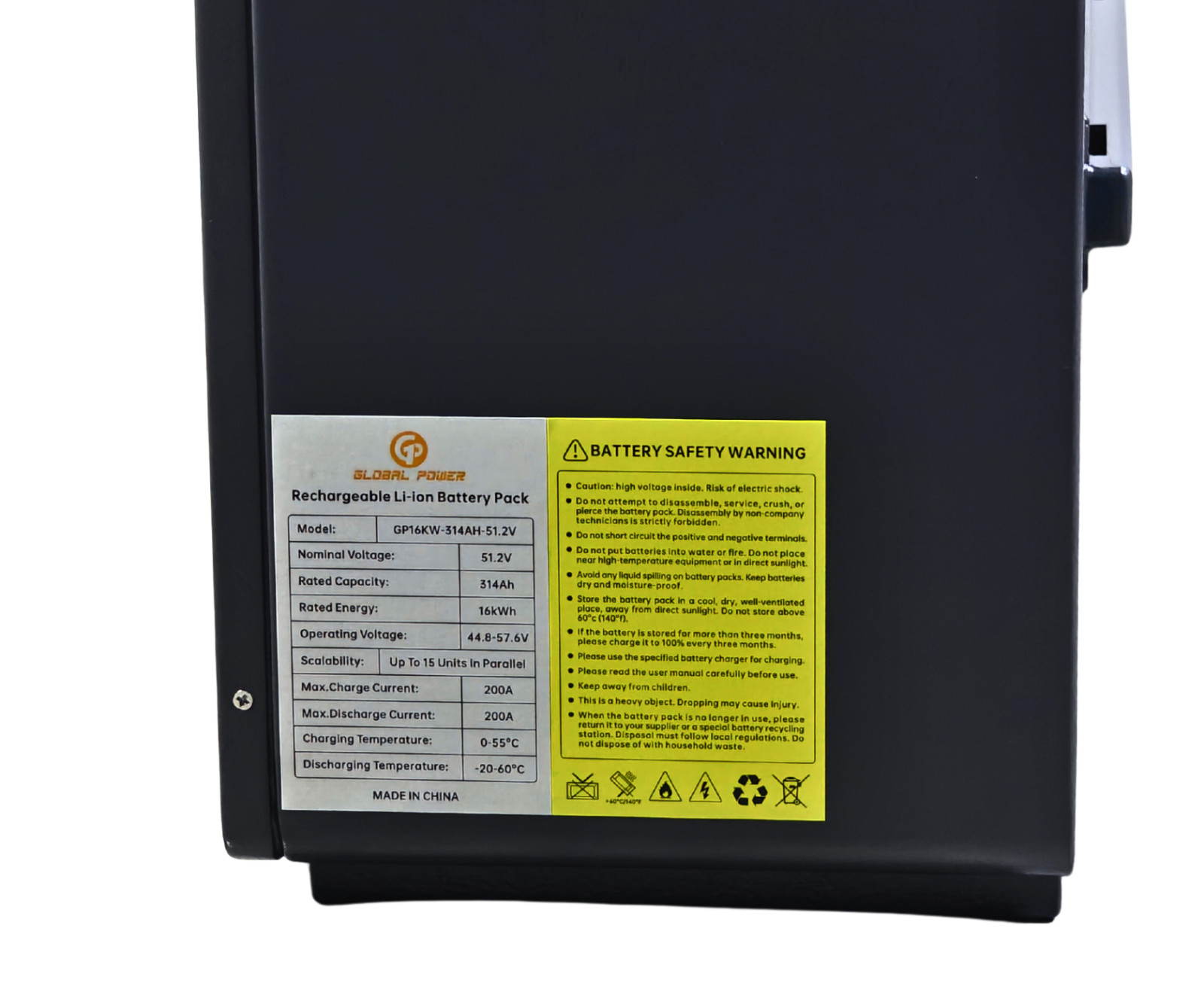 16kWh 51.2V 48V 314Ah LiFePO4 Lithium Solar Battery, Home Energy Backup Off Grid