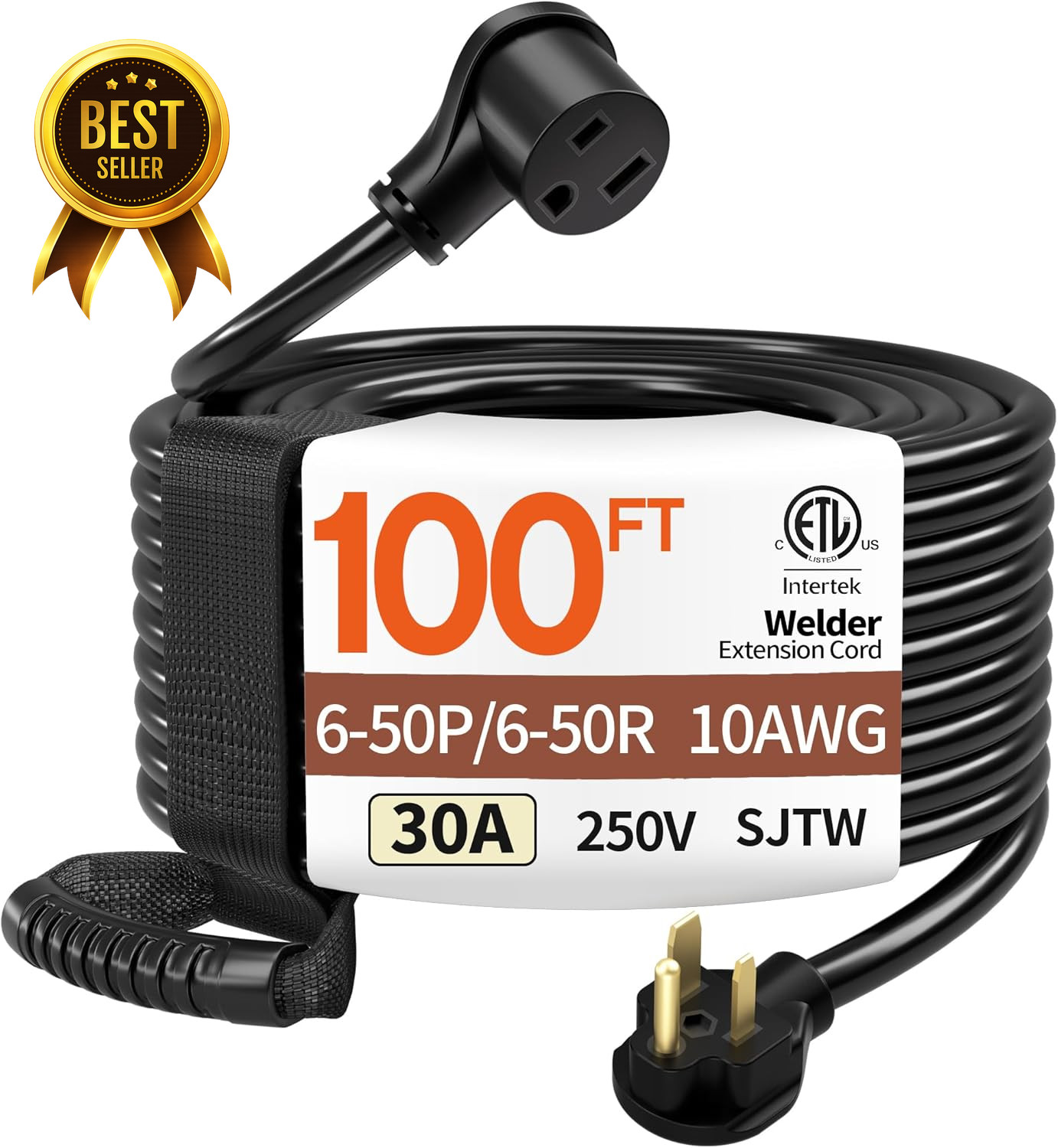 100FT 30 Amp 10 Gauge 3 Prong Welder Extension Cord NEMA 6-50P to 6-50R 250V