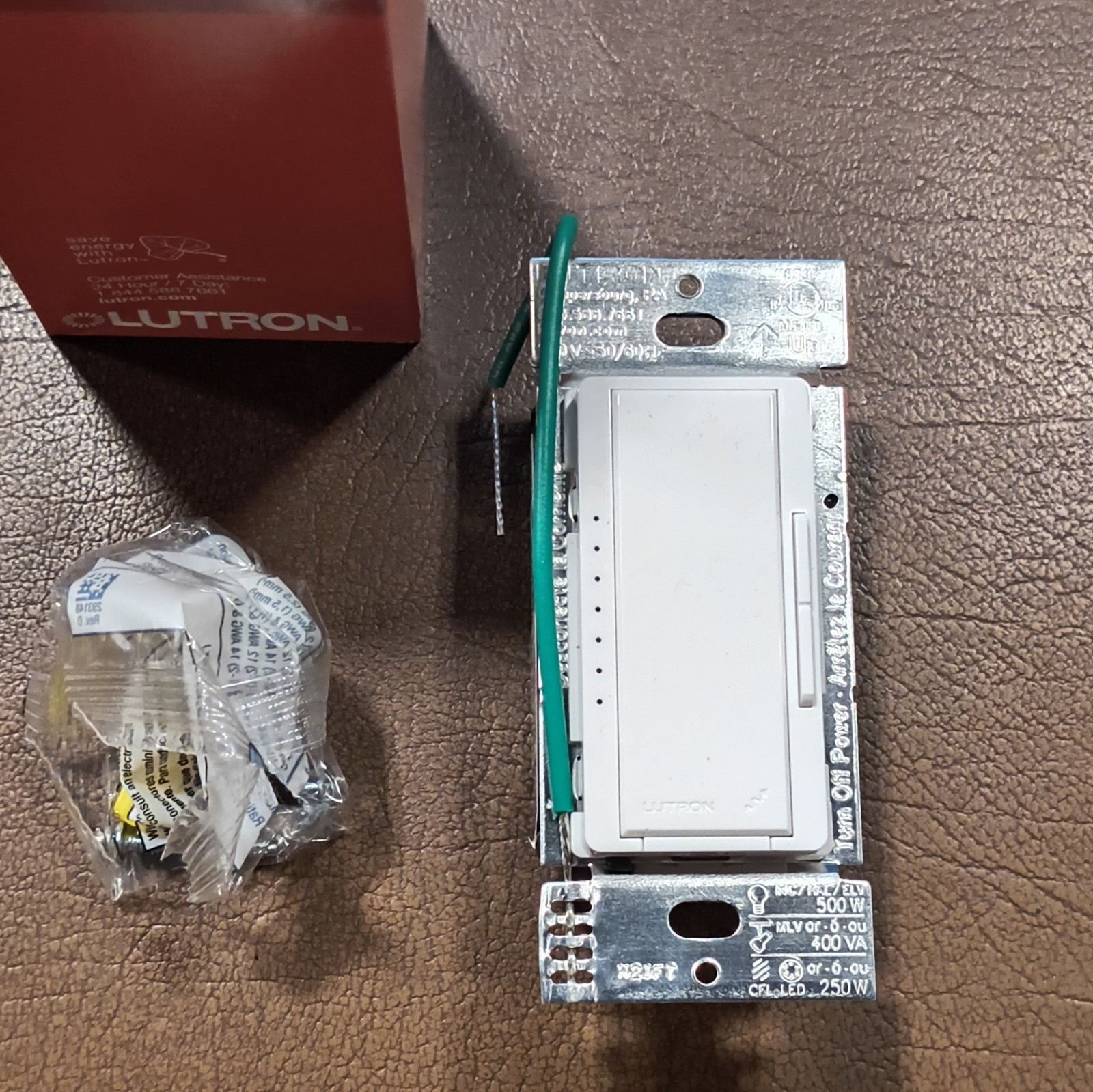 Lutron HomeWorks QS HQRD-PRO-WH Dimmer Wall Switch White 101-120V Multi-Location