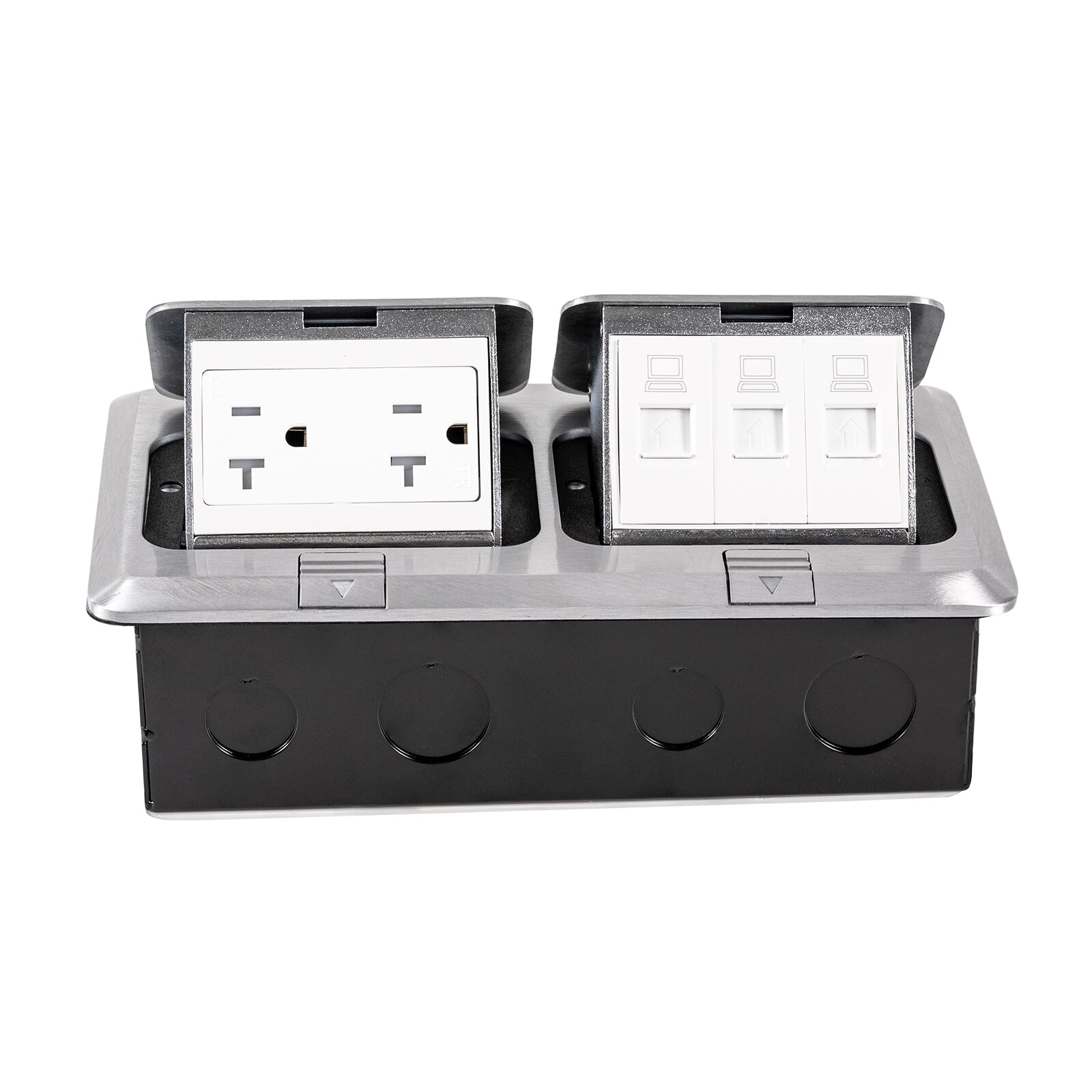 Floor Electrical Outlet Dual Pop Up Floor Outlet Box Multiple Sockets Ac 125v