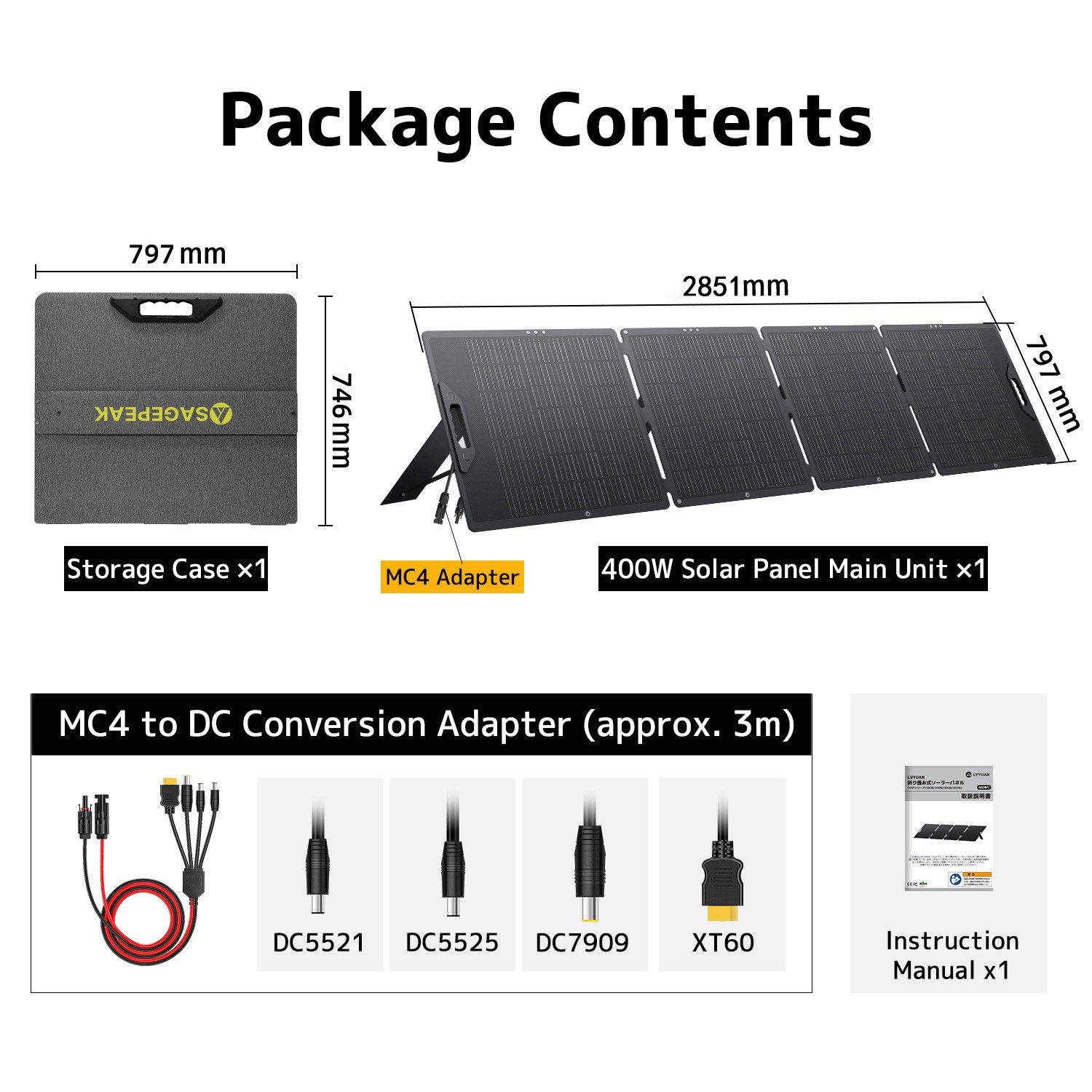 400W Portable Solar Panel ETFE Foldable Solar Charger for Power Station Charging