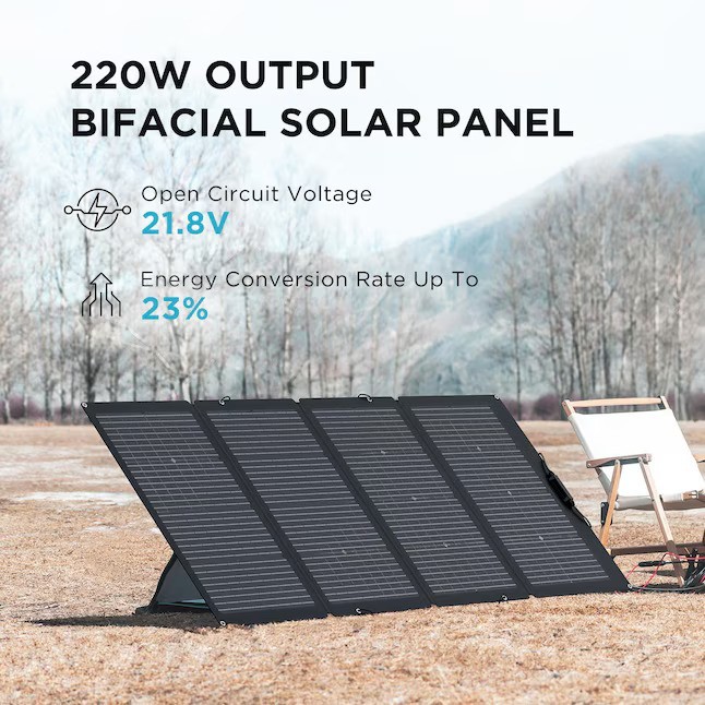 New! EcoFlow NextGen 220 Watt Bifacial Portable Solar Panels (15.5 pounds)