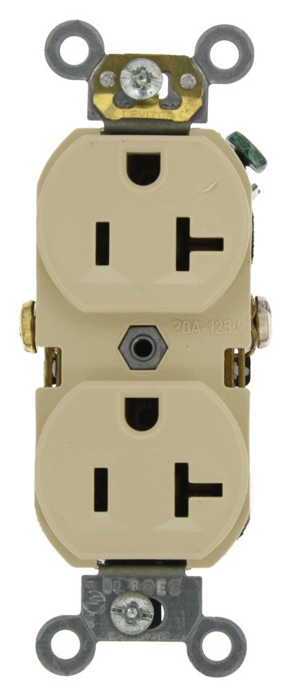 Leviton 20-Amp, 125-Volt, Narrow Body Duplex Receptacle, Straight Ivory