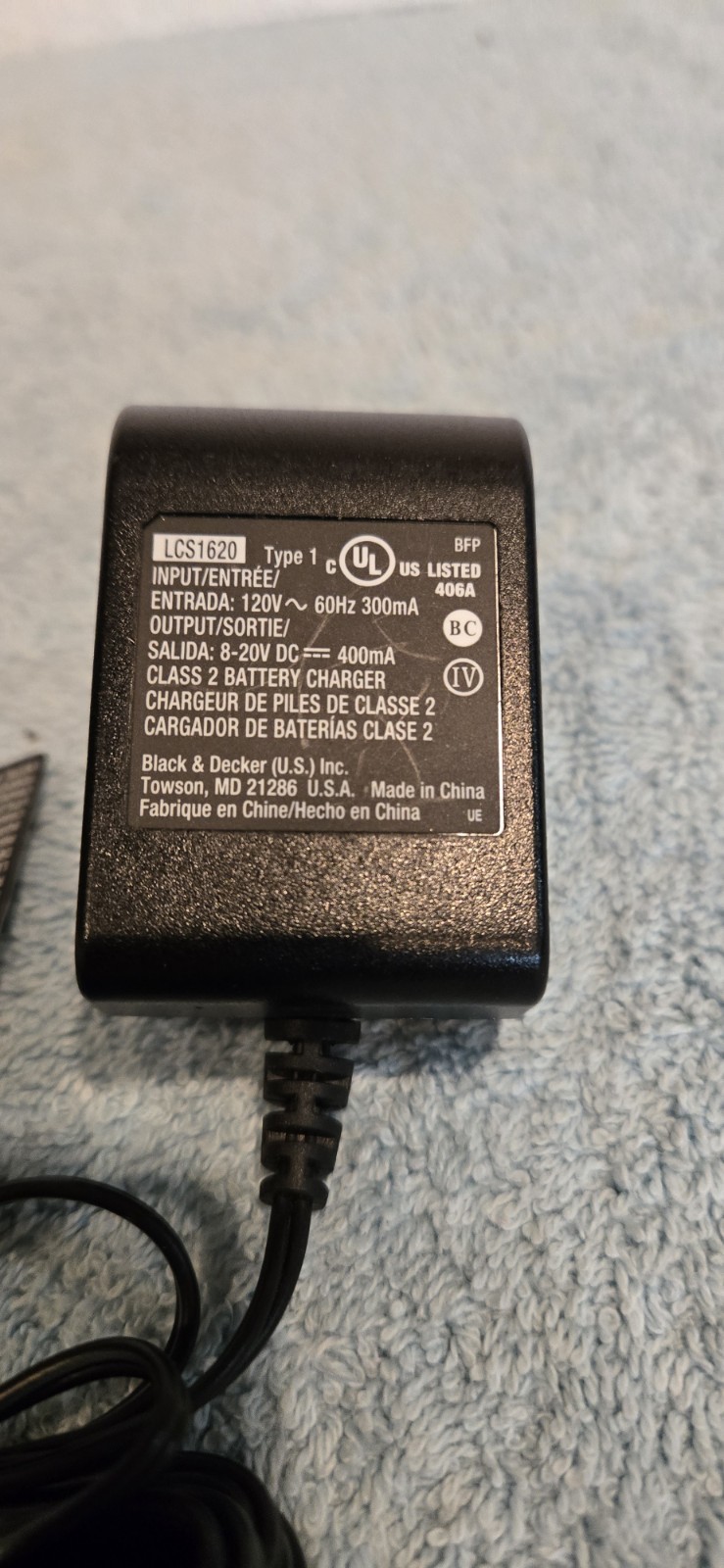 BLACK+DECKER LCS1620B Black 20V MAX Lithium Battery Charger Digital Indicator.