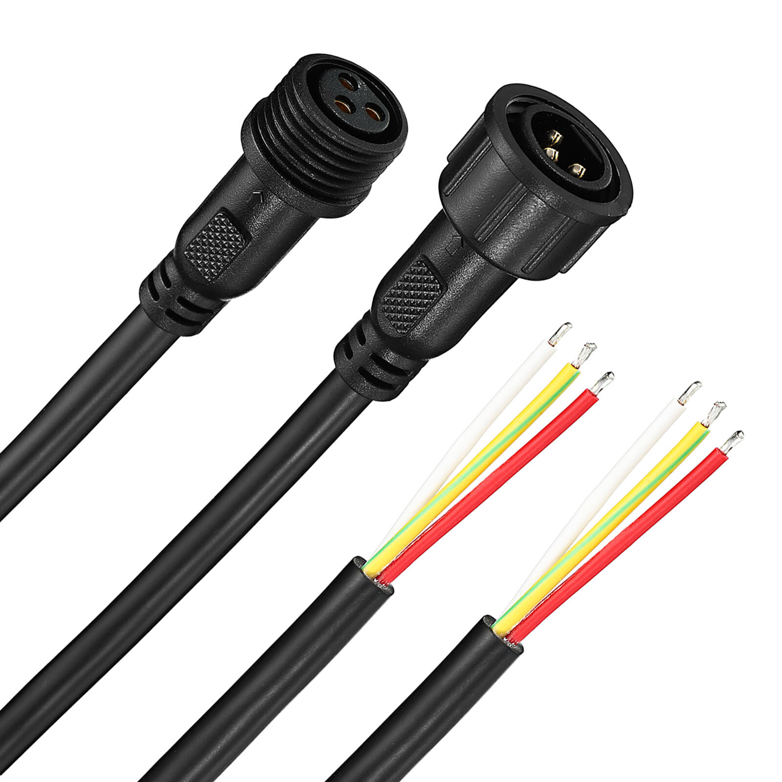 10pairs 3 Core 3 Pin Waterproof Connectors 18AWG IP65 50CM Male Female LED Cable