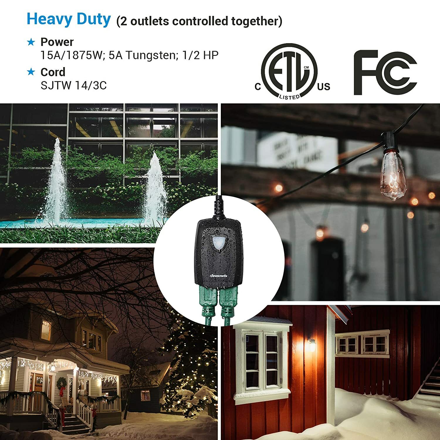 DEWENWILS Outdoor Wireless Remote Control Electrical Outlet Plug Weatherproof