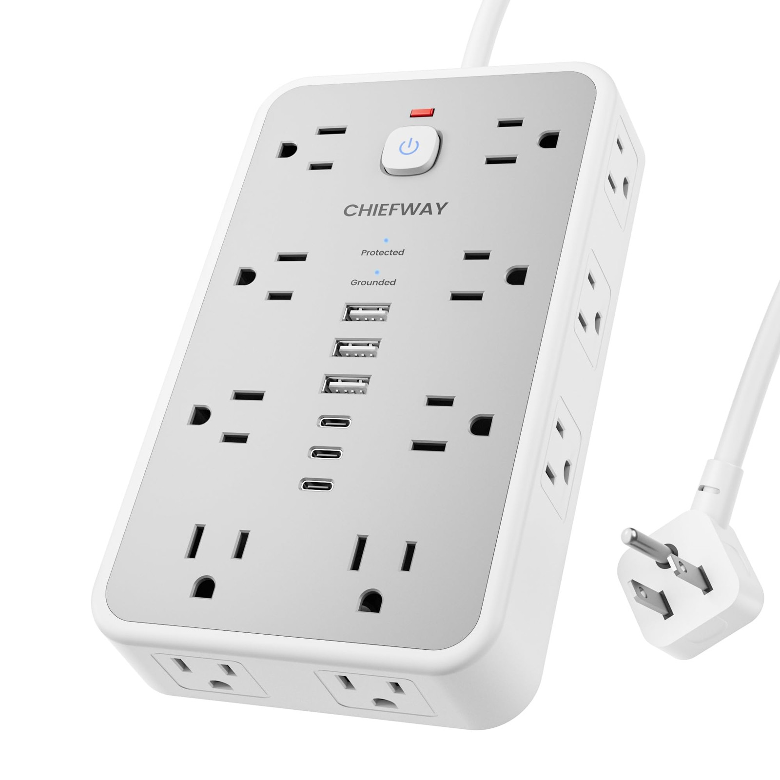 Surge Protector Power Strip, 6Ft Flat Plug Extension Cord with 6 USB Ports (3…