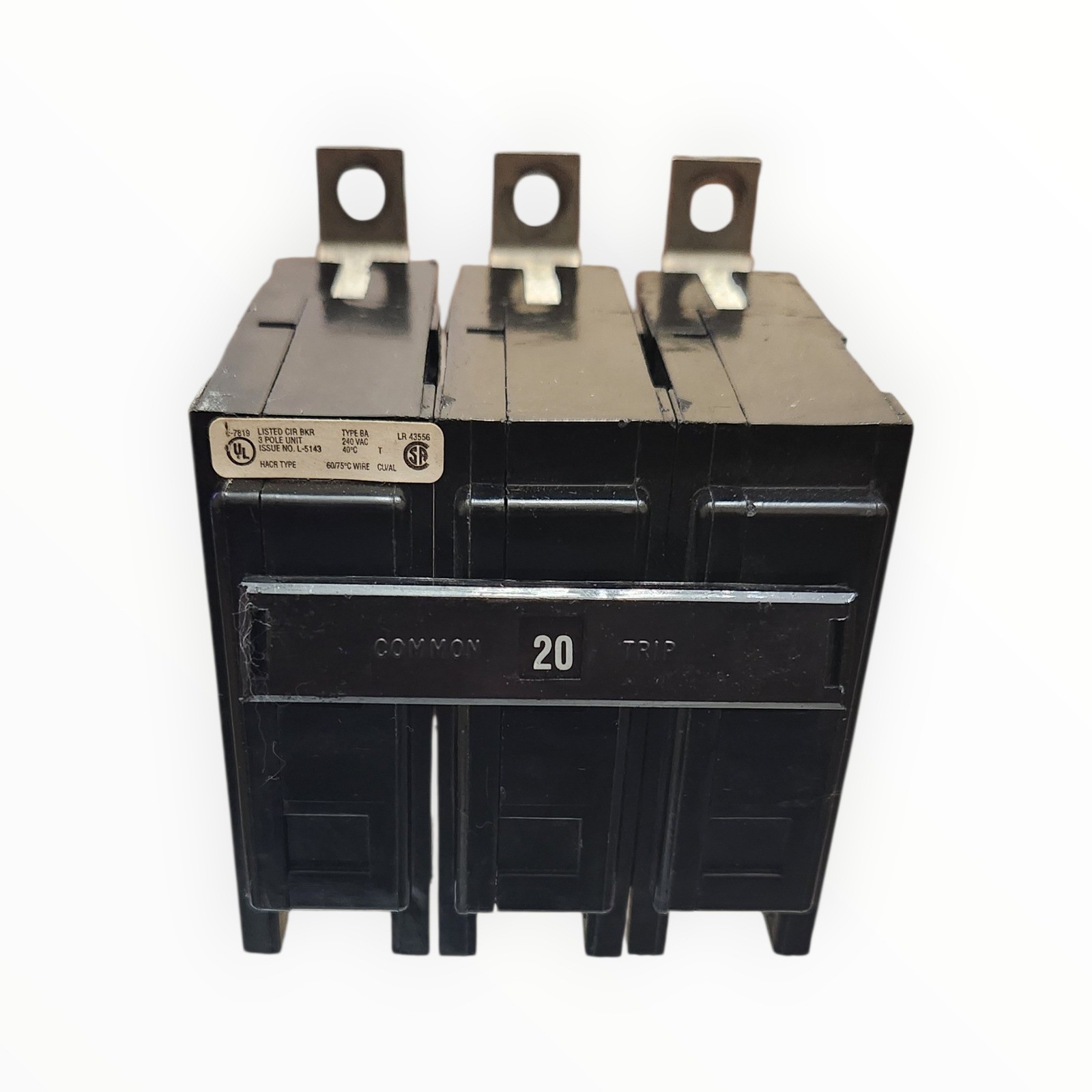 Cutler-Hammer BAB3020H Circuit Breaker, 3 Pole 20 Amps 240VAC