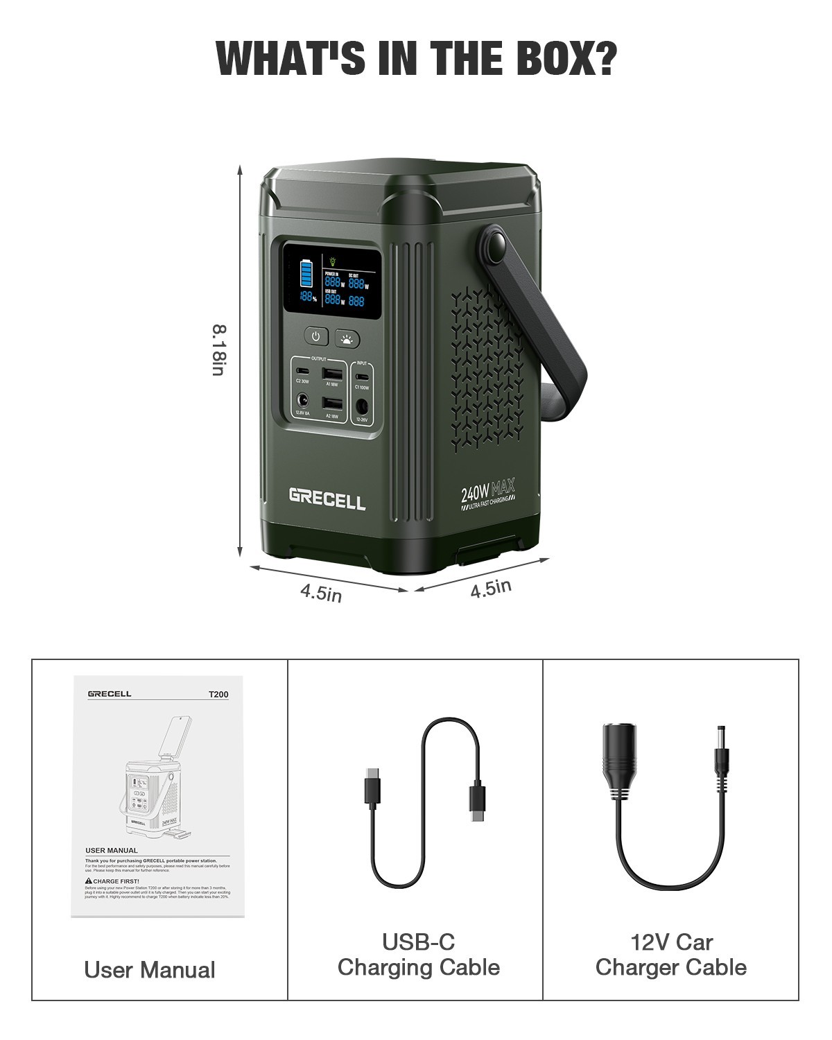 240W Portable Power Station 154Wh/48000mAh, 100W USB-C Battery Power Bank