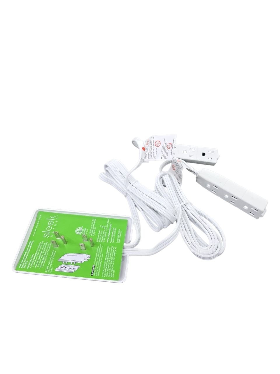 Sleek Socket Original and Patented Flat Ultra-Thin Outlet Concealer 8ft Dual Two