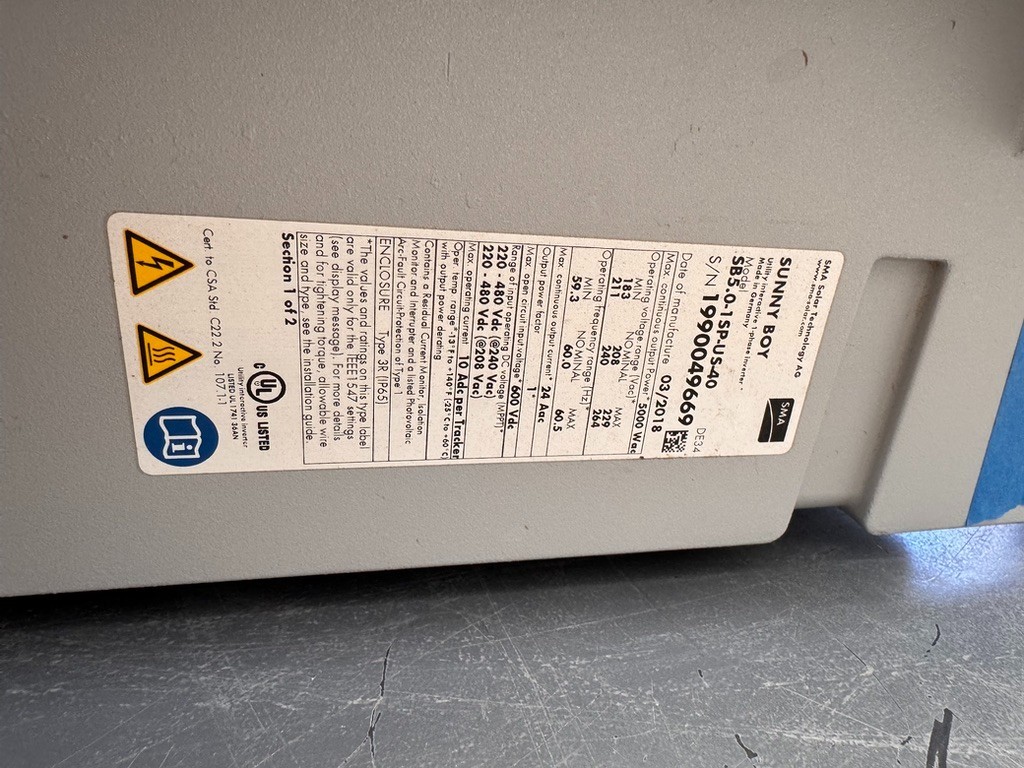 SMA Sunny Boy SB5000US Solar Inverter
