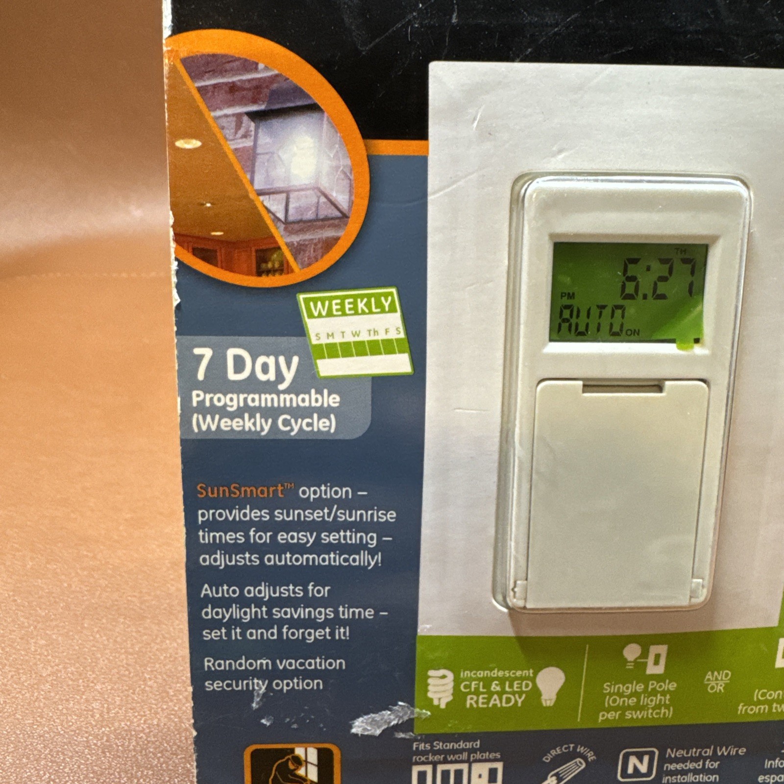 GE SunSmart 3 Way Indoor 7 Day Programmable Digital Timer Light Switch 15312