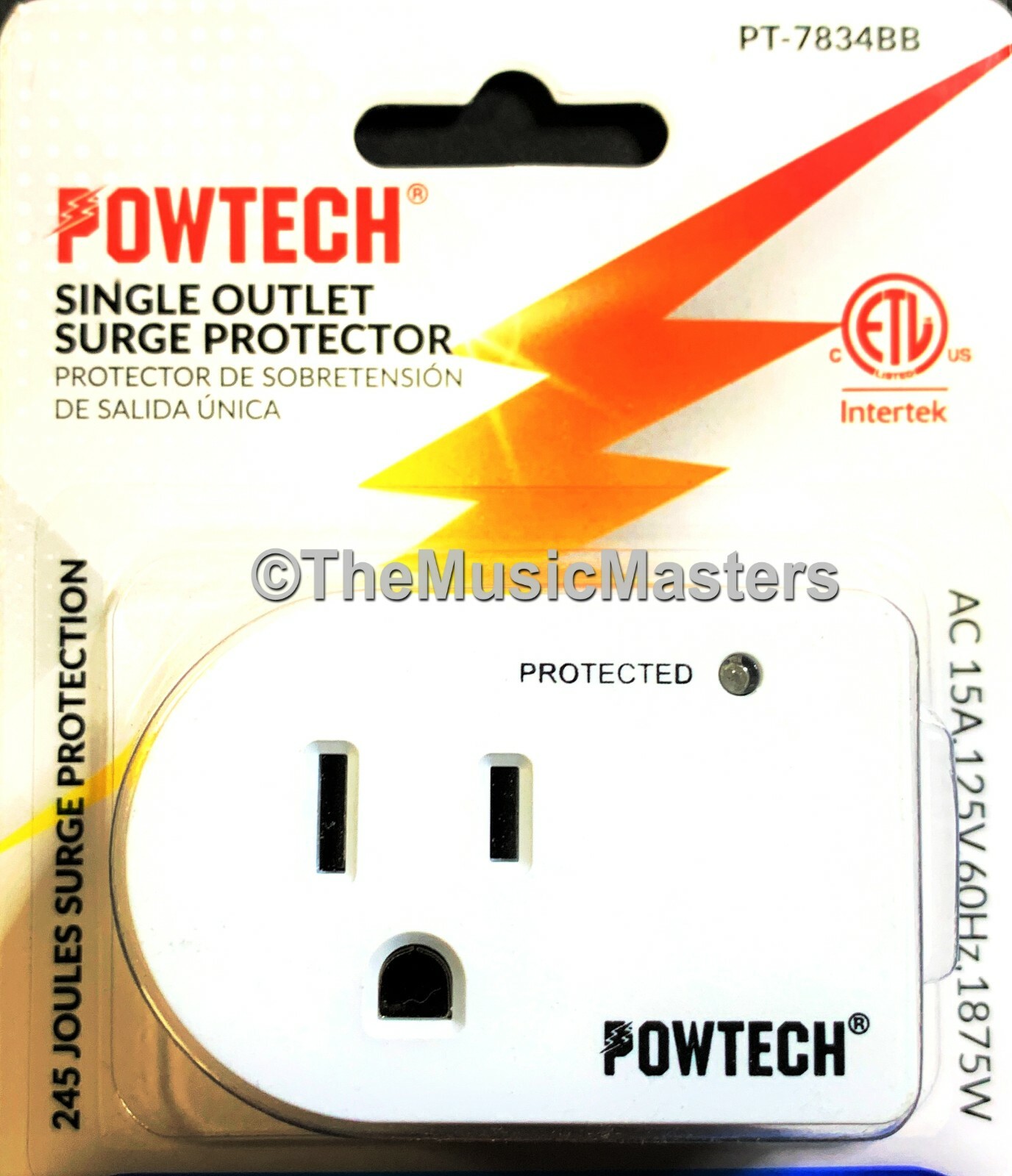 Single Outlet AC Wall Plug Surge Protector Power Suppressor 245 Joules 1875W 15A