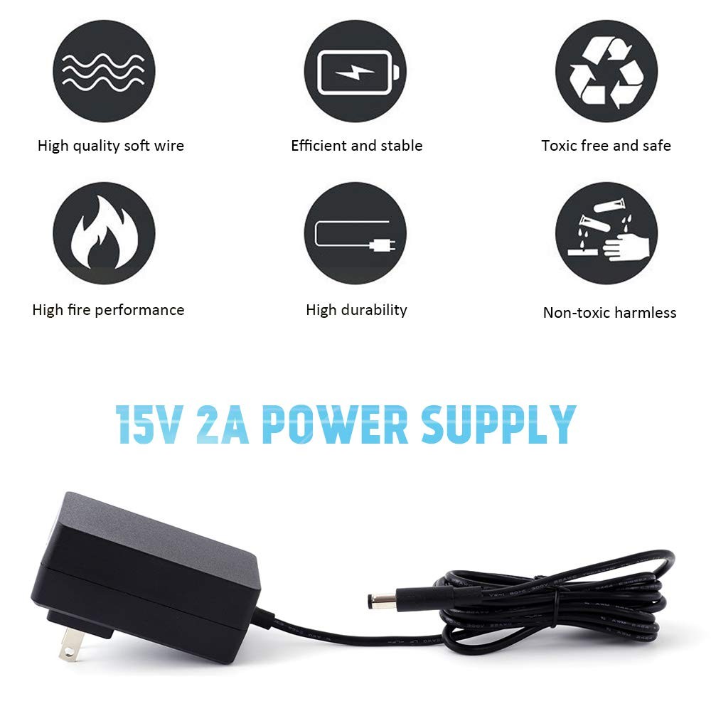 [UL Listed] Maxson 15V 2A Power Supply Charger (Input AC 1 Pack, Black