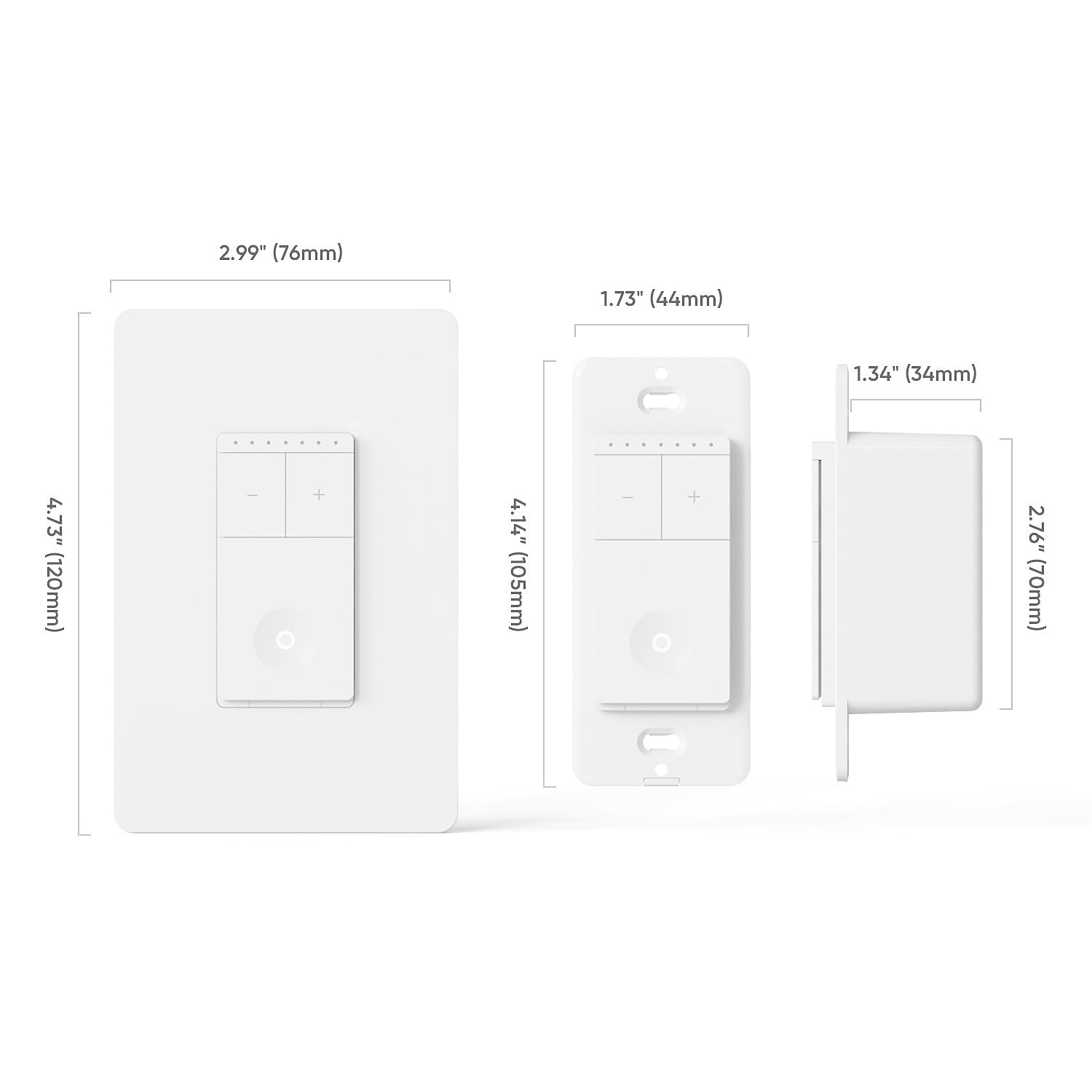 Treatlife Smart Dimmer Single Pole Wall Switch, 400W, White, 4 Pack