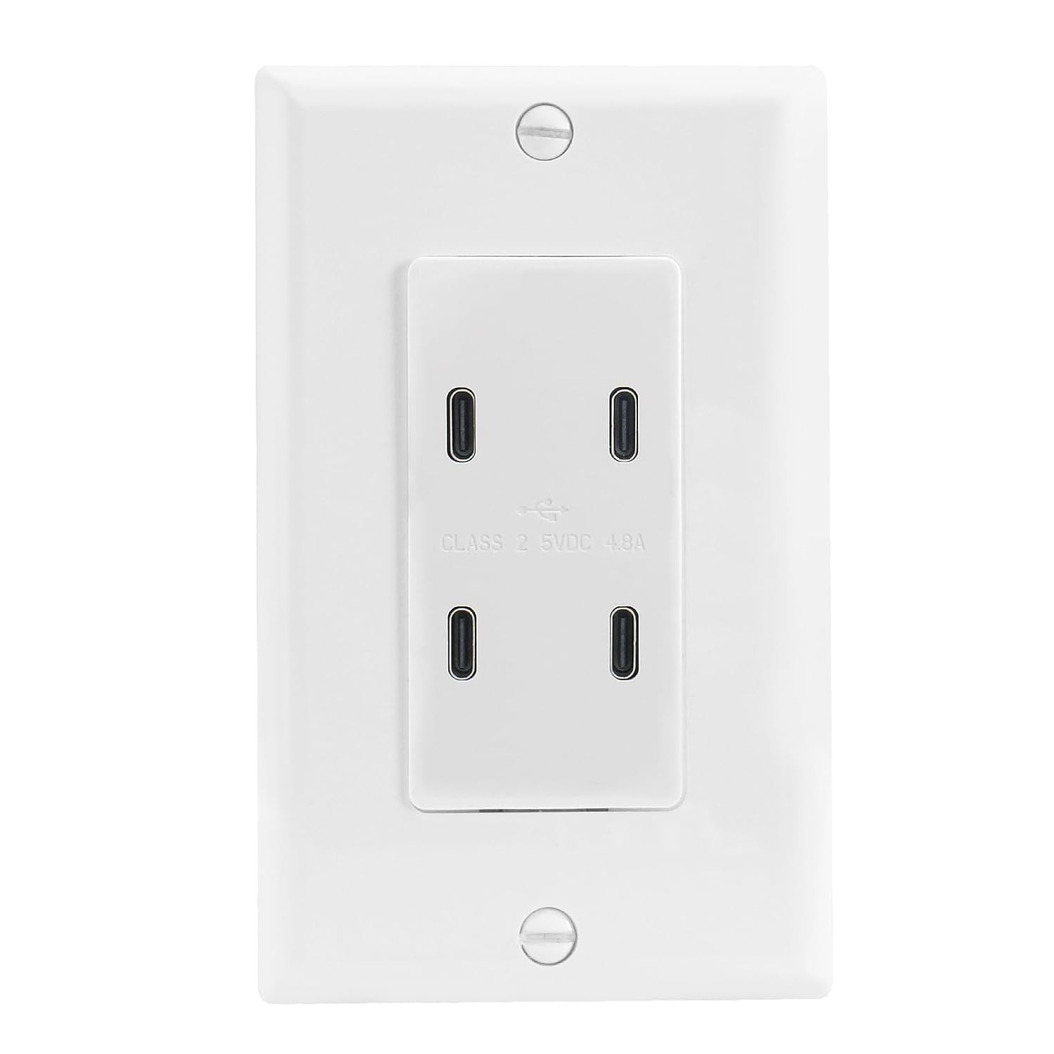 USB Outlet Wall Plate 4 Port USB C Charger Receptacle 4 8A Fast Charging White 1