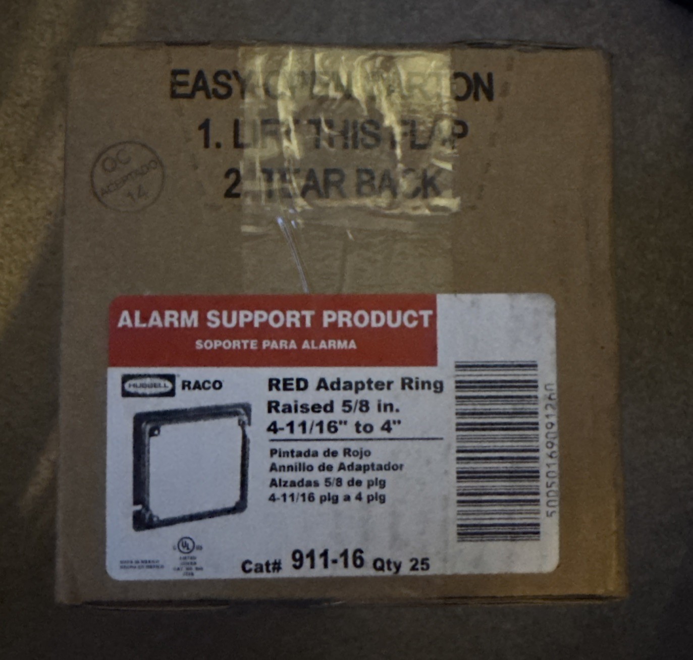 Hubble RACO Red Adapter Ring Raised 5/8in 4-11/16” To 4” *SOLD AS 25PK* NIB
