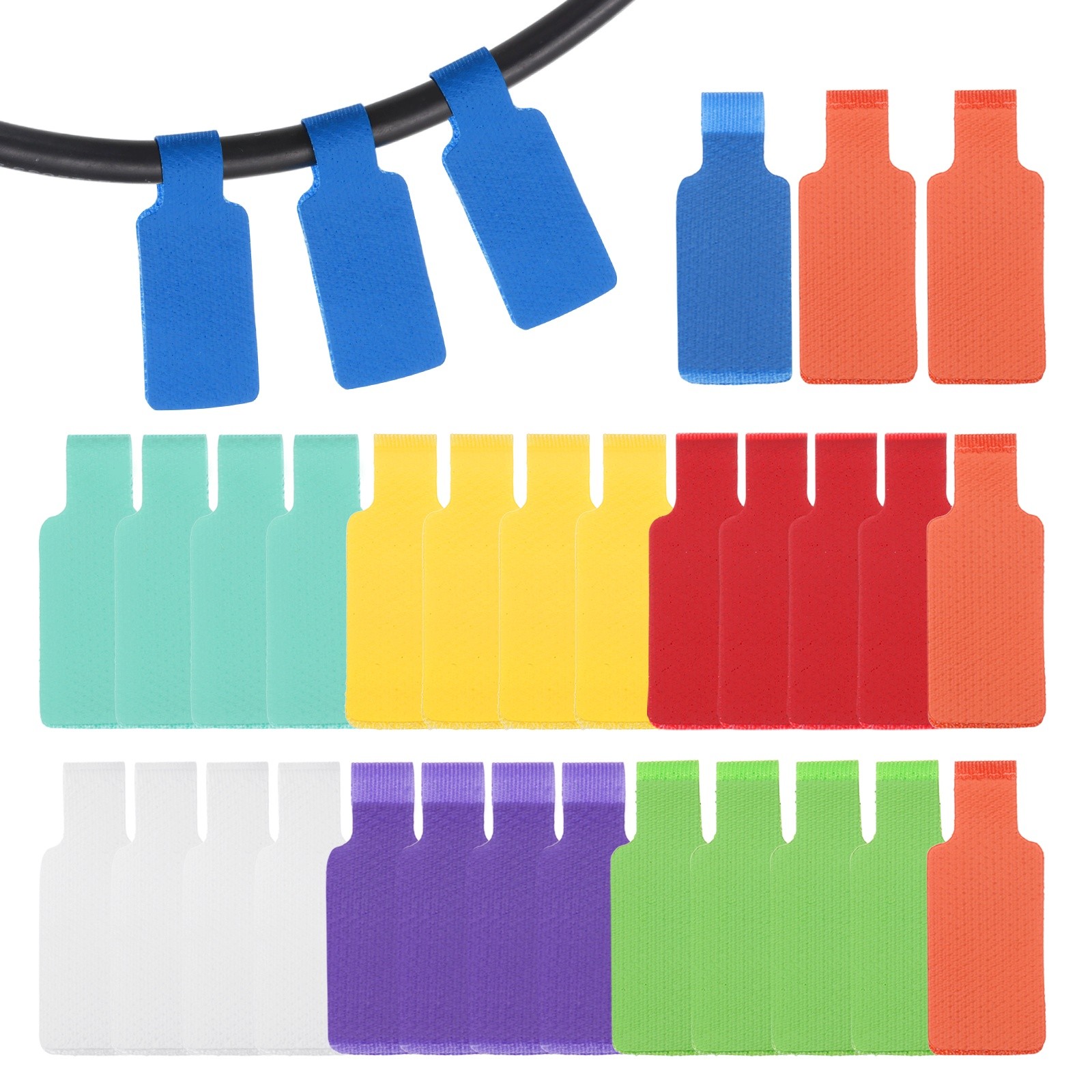 32Pcs 1.8″ Rectangle Cable Labels Tags Multicolor