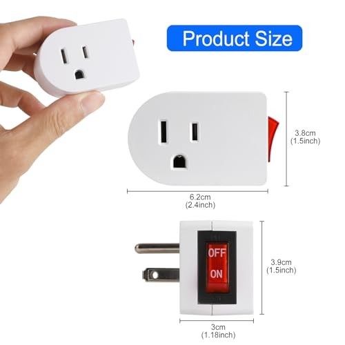 Grounded Outlet with on off Switch (4 Pack), Single Power Adapter Outlet 15A 187