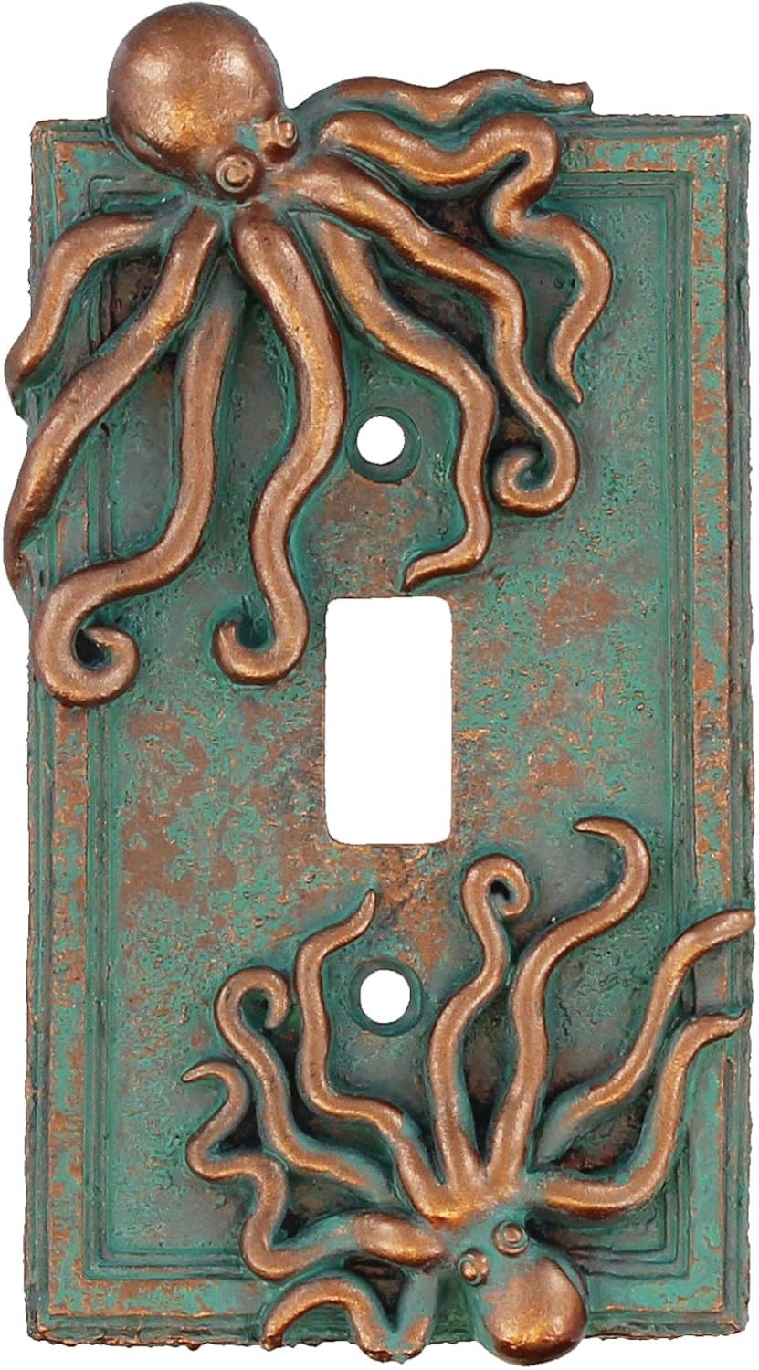 Large Octopus/Kraken Electrical Cover Wall Plate Bronze/Verdigris Finish Style 2