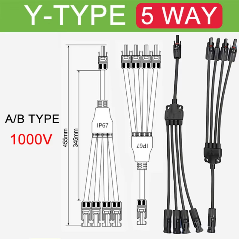 1Sets Photovoltaic Solar Connector 1000V 30A Male Female 3Way 4Way 5Way Plug DC