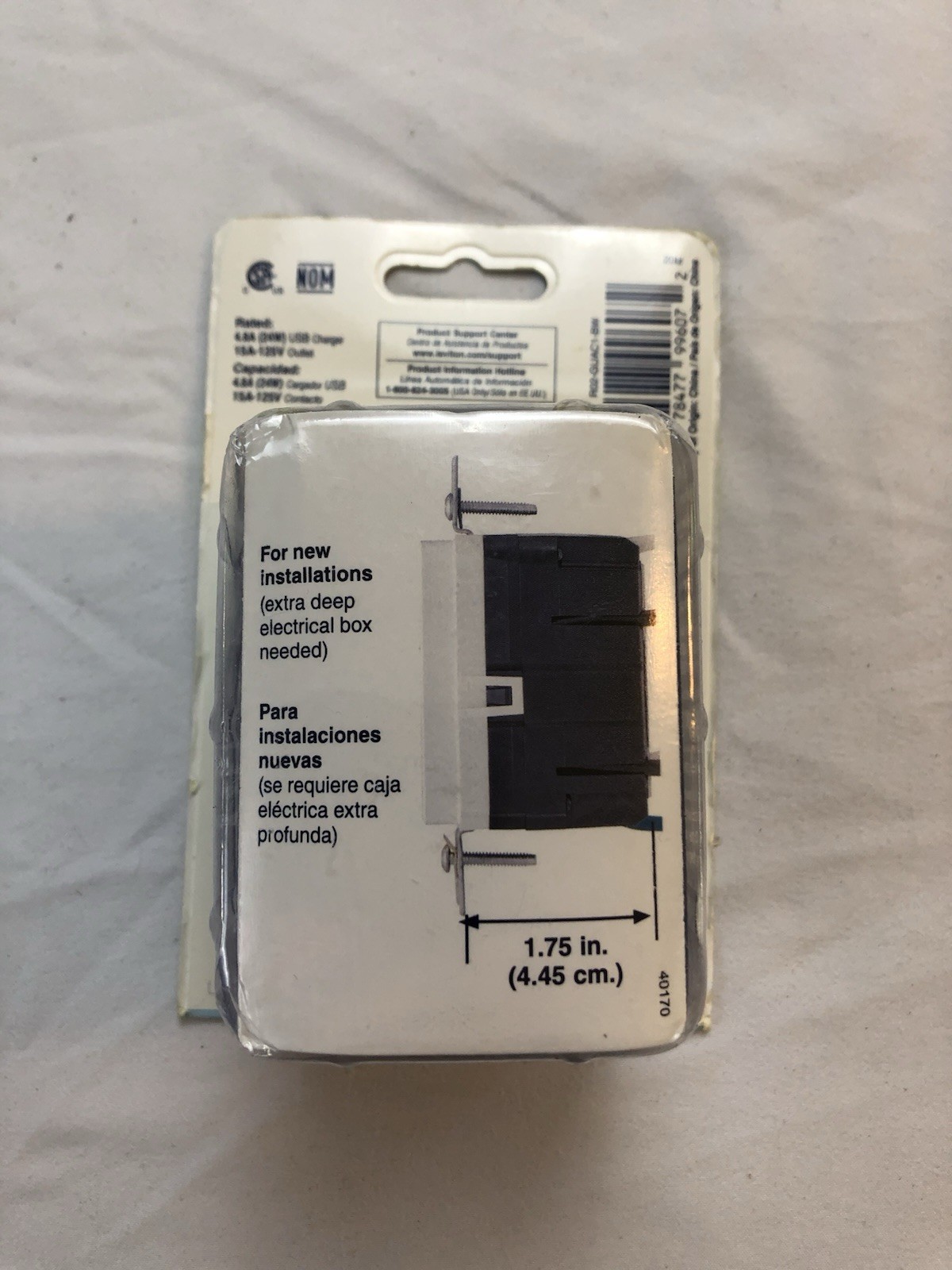 Leviton GUAC1-BW 24W USB-A USB-C GFCI Outlet White Tamper Resistant New