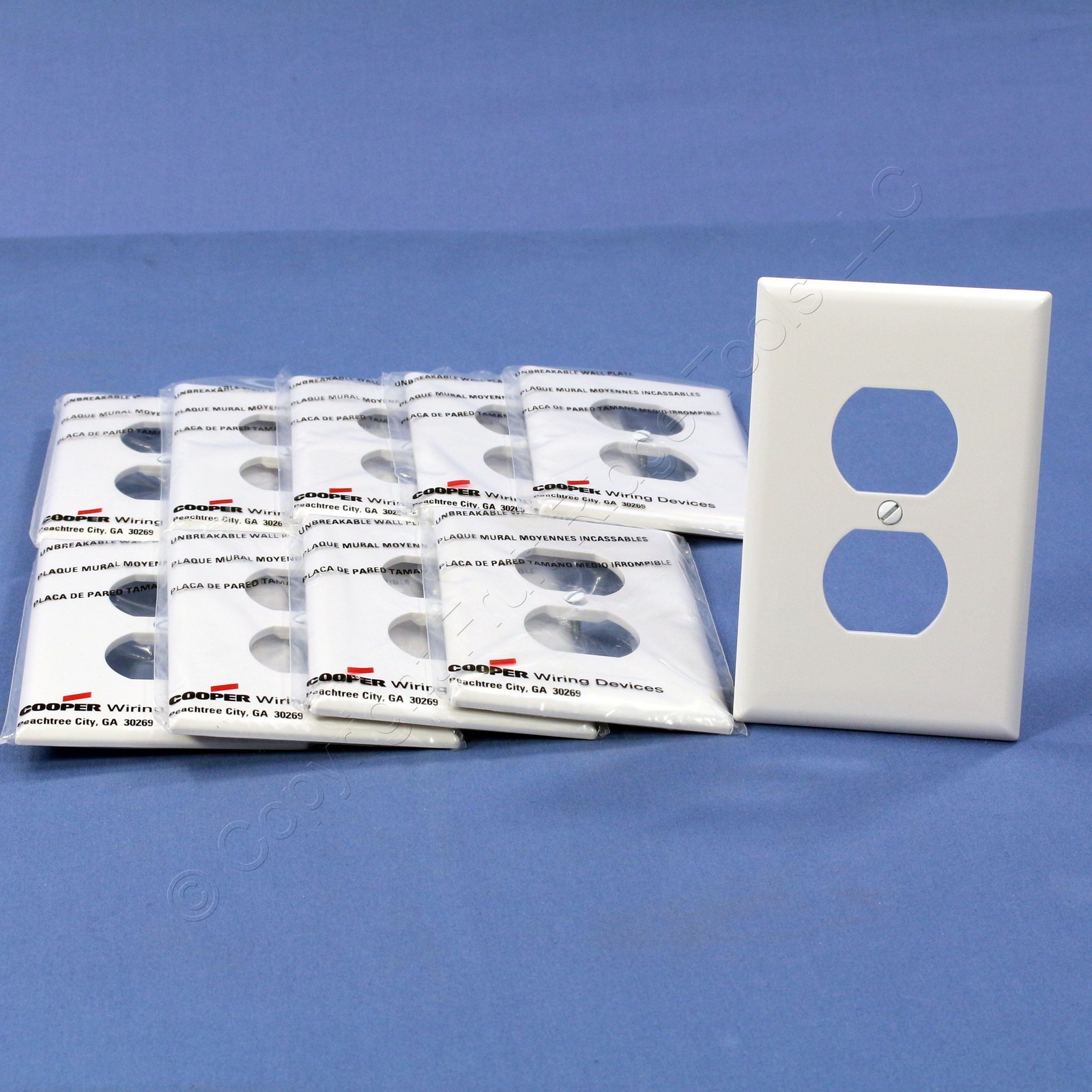 Cooper PJ8W White 1-Gang Duplex Unbreakable Nylon Mid-Size Wallplate Cover 10pcs