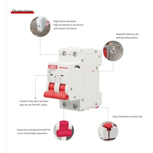 CNC AC Miniature Circuit Breaker, 50 Amp 400V 2 Pole DIN Rail Mount Circuit 50A