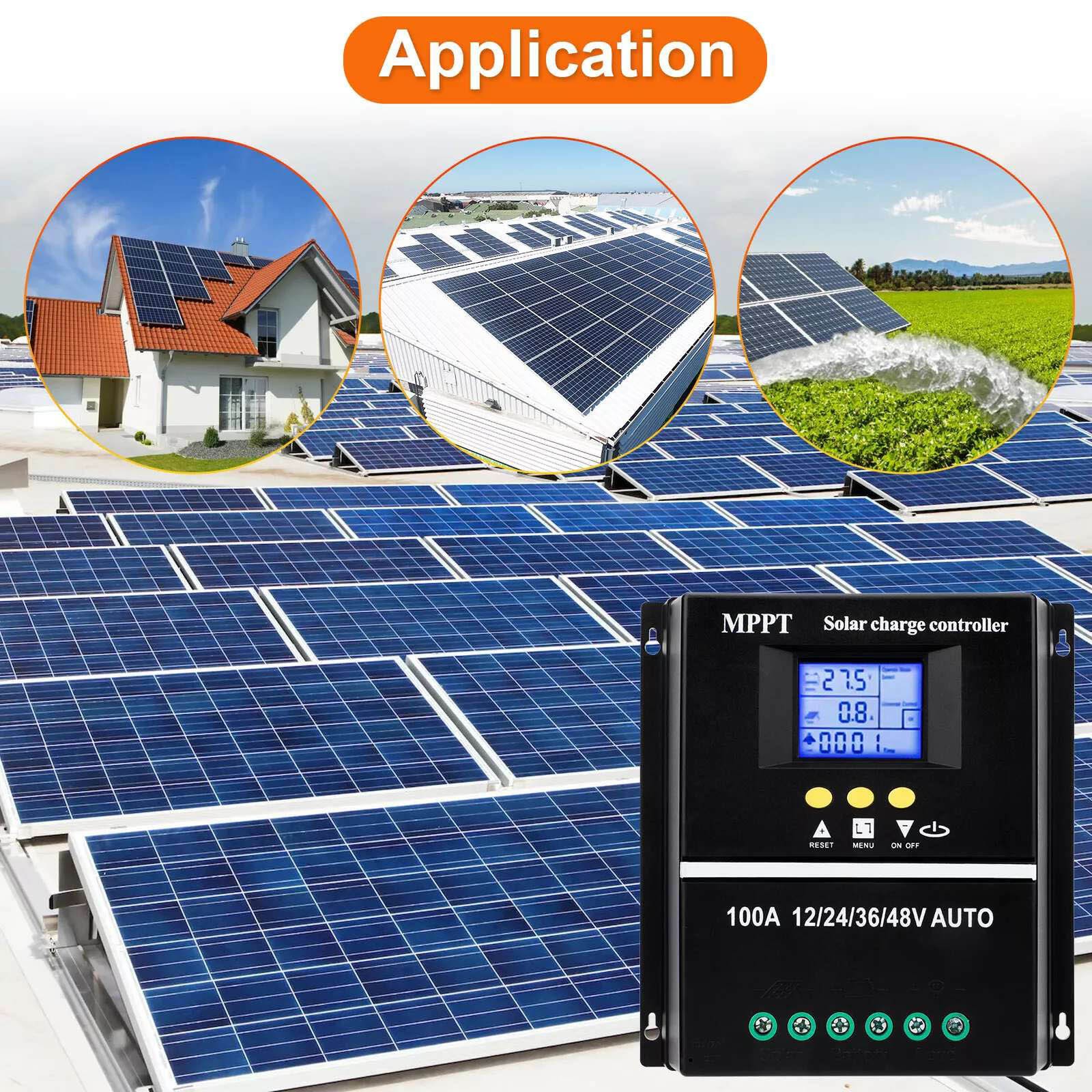 1pc MPPT 100A Solar Charge Controller For 12V 24V 36V 48V PV Battery Regulator