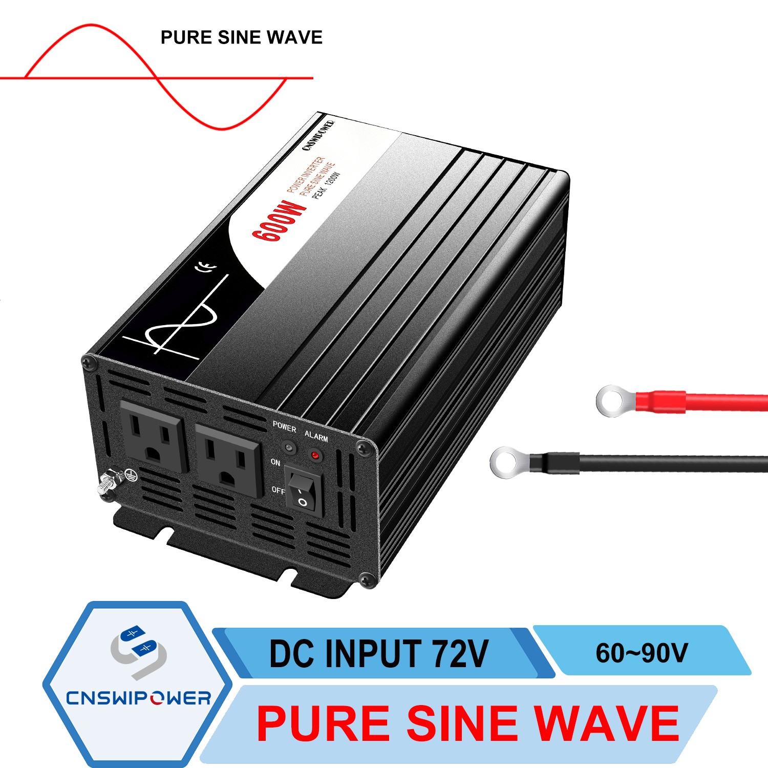 Pure Sine Wave Inverter 72V DC Input 60-90V to 120V AC Output 1500W~5000W