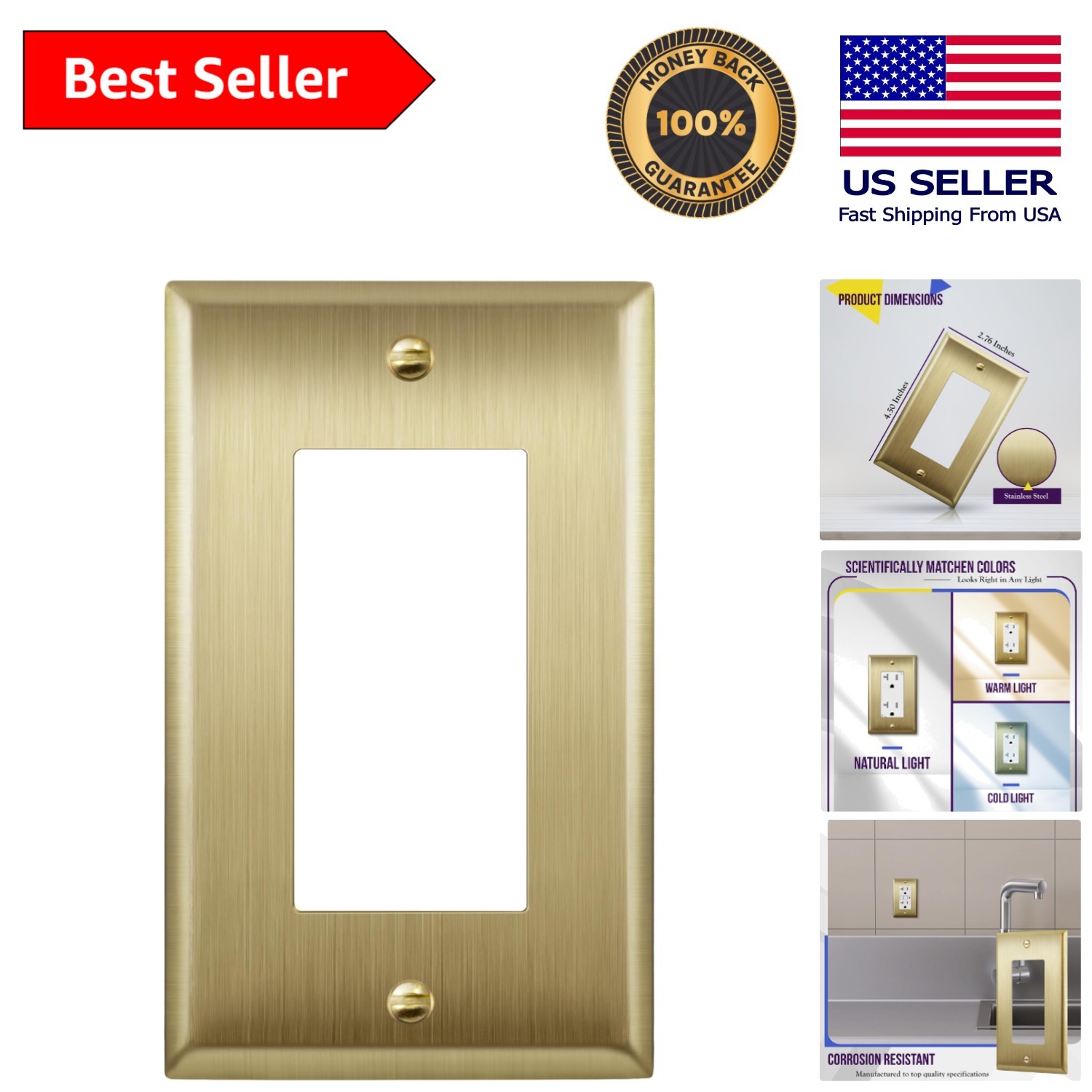 Stainless Steel Decorator Wall Plate – Heat & Corrosion Resistant 1-Gang