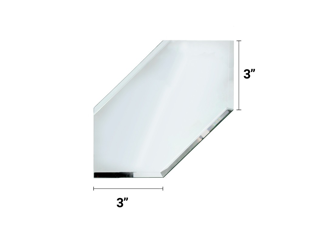 FHC BVM2E3 3″ Emerald Corner 4 Sides Beveled Clear Mirror Glass