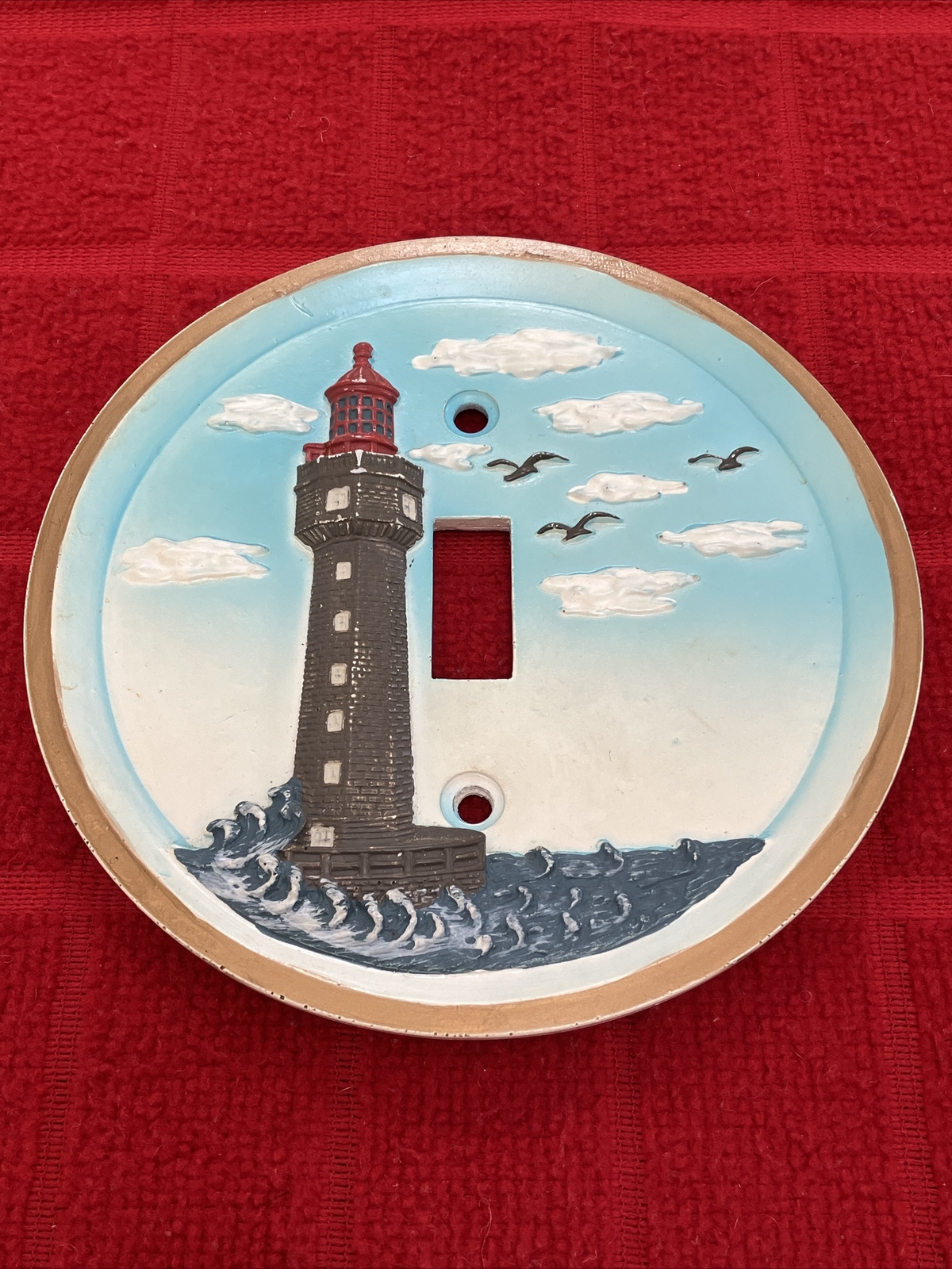 CERAMIC “LIGHTHOUSE” CIRCULAR SHAPED SWITCH PLATE COVER