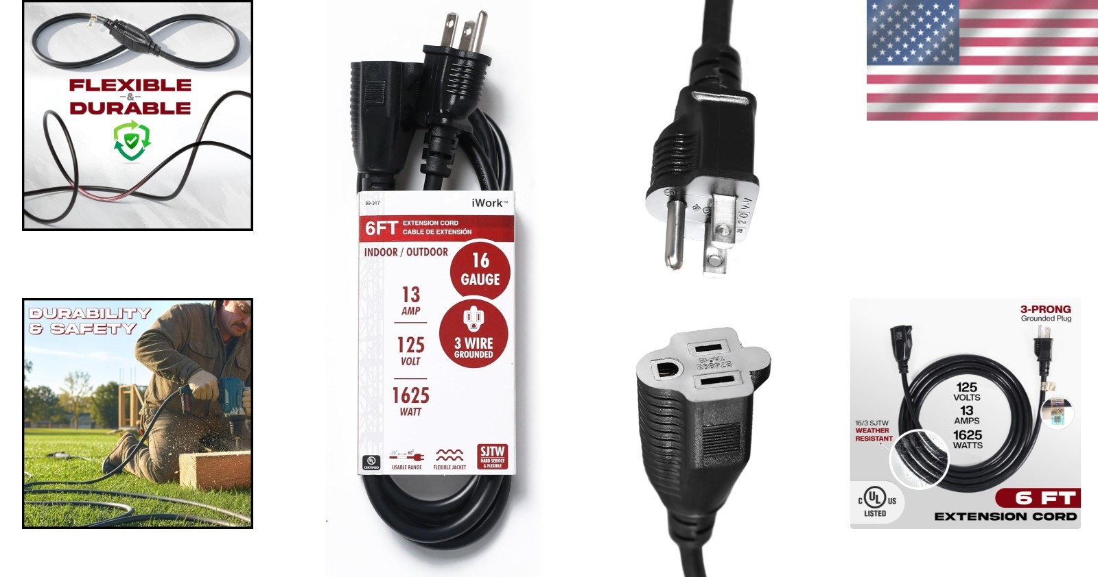 Versatile 6ft Heavy-Duty Extension Cord – Perfect for Home & Garden Power Needs