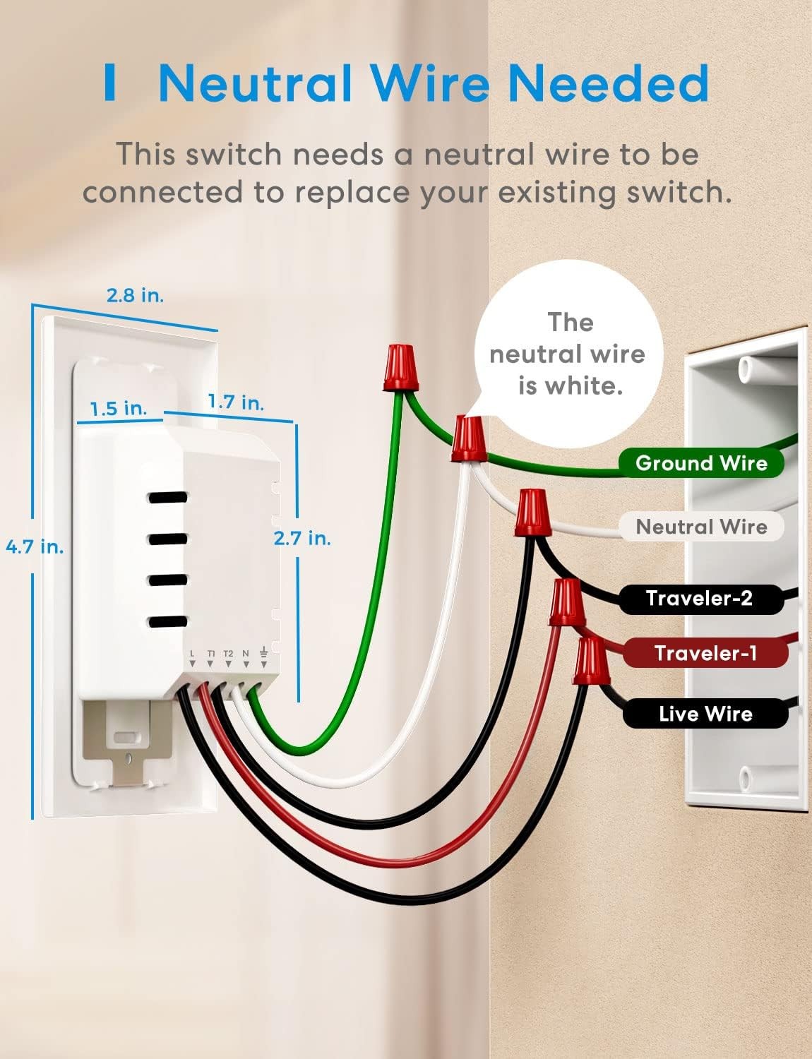 Meross MSS550 3-Way Smart WiFi Wall Switch 2 pack – Apple Homekit, Alexa, Google