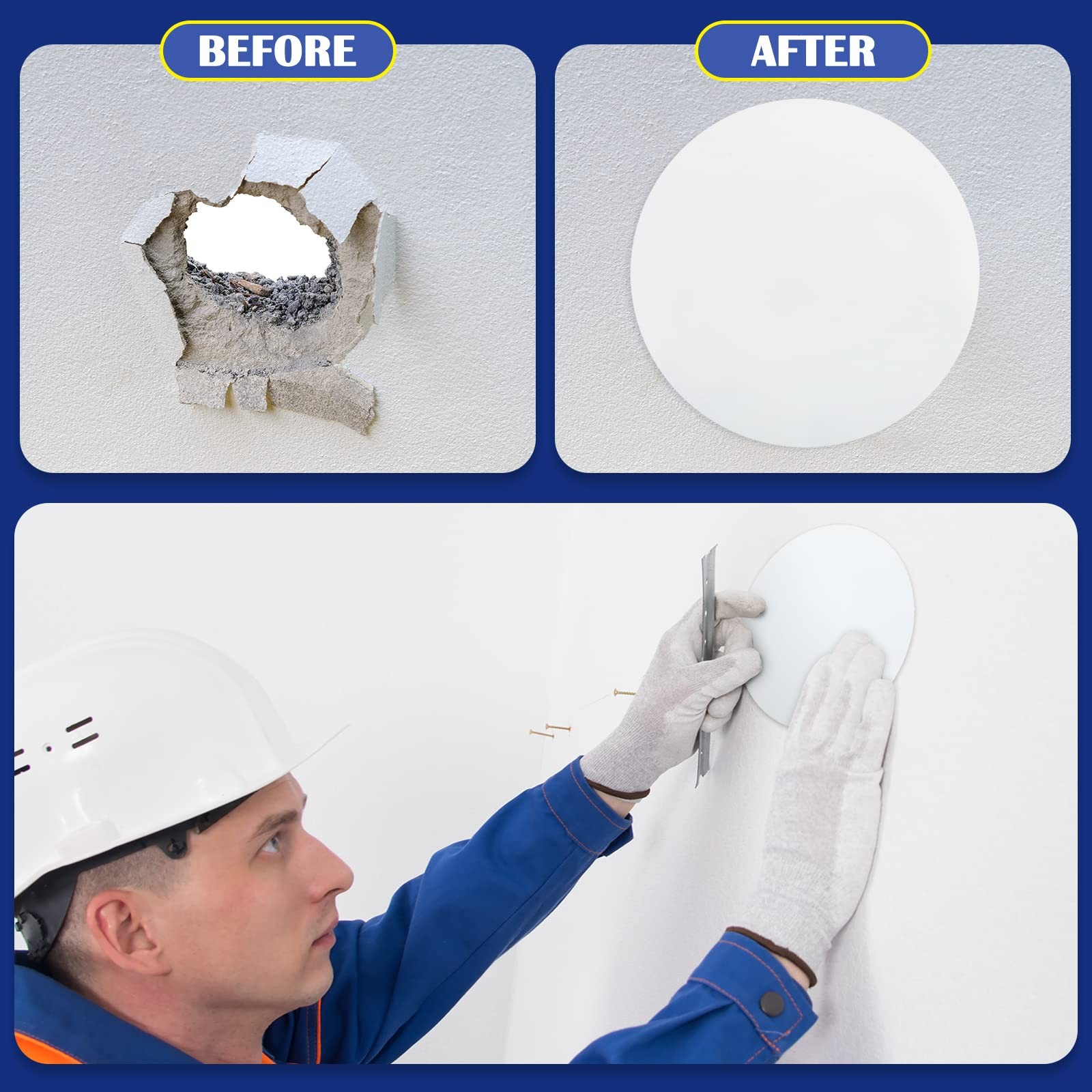 6 Pcs Ceiling Wall Cover Plates Plastic Hole Covers with Adhesive 7 Inch