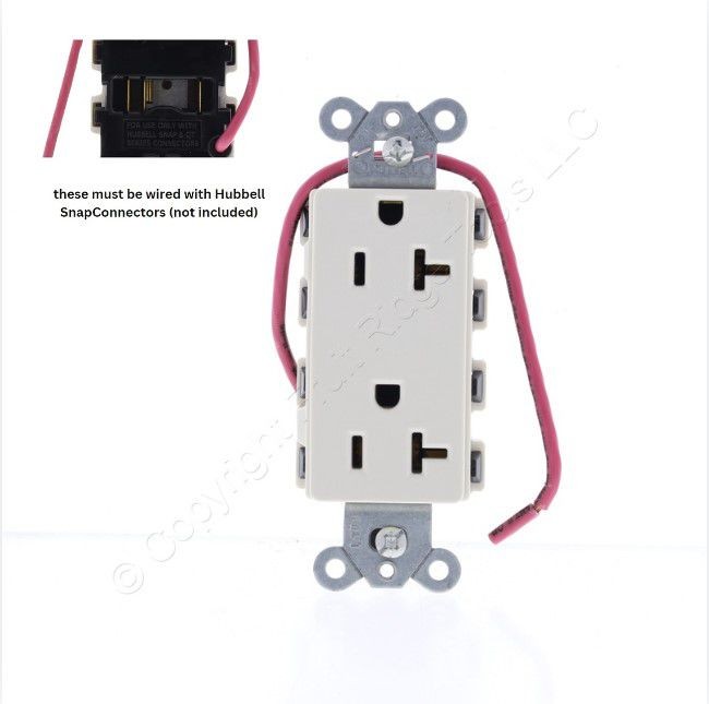 Hubbell SNAP2162LASC Lt Almond SnapConnect Outlet Receptacle Split Circuit 20A