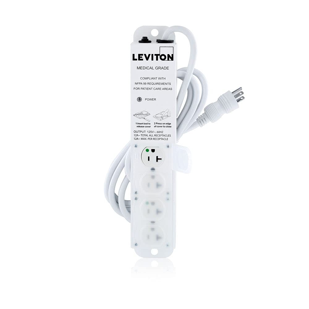 Medical Grade Surge Protective Power Strip, 20 Amps, 125 Volt, 4-Outlets, 7 F…