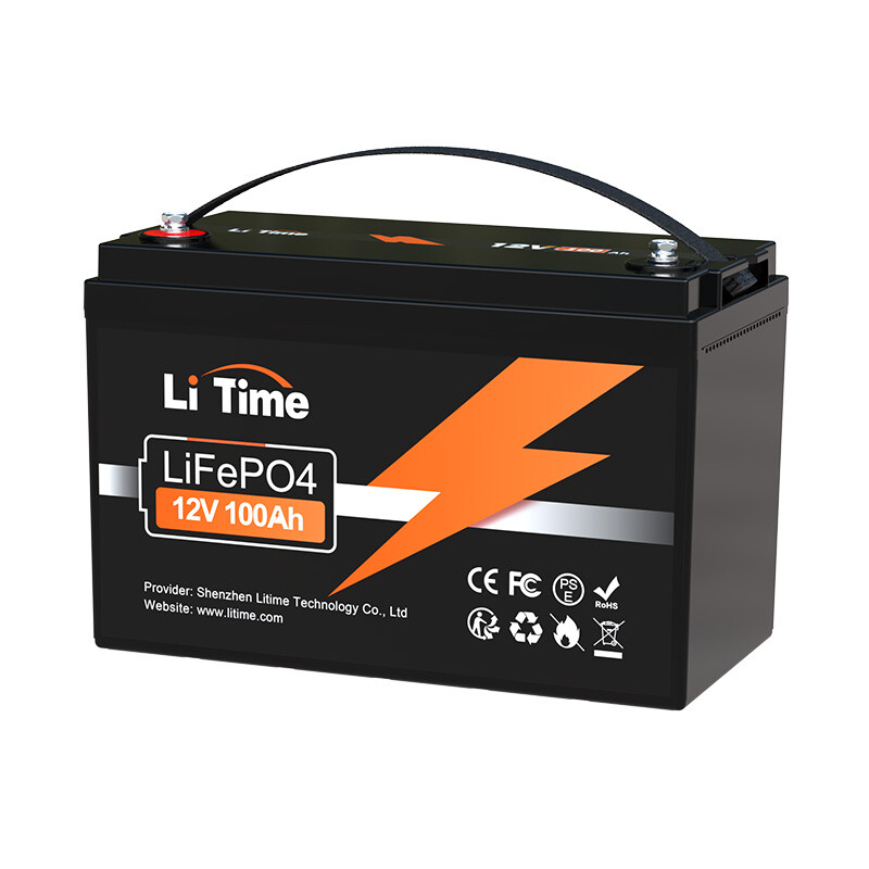 LiTime 12V 100Ah Deep Cycle LiFePO4 Lithium Battery for RV Trailer Marine Solar