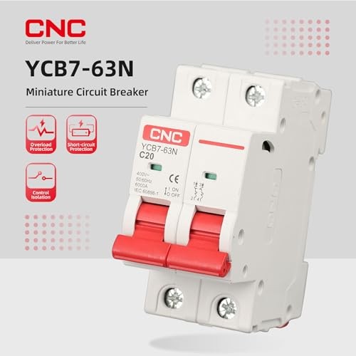 CNC AC Miniature Circuit Breaker, 50 Amp 400V 2 Pole DIN Rail Mount Circuit 50A