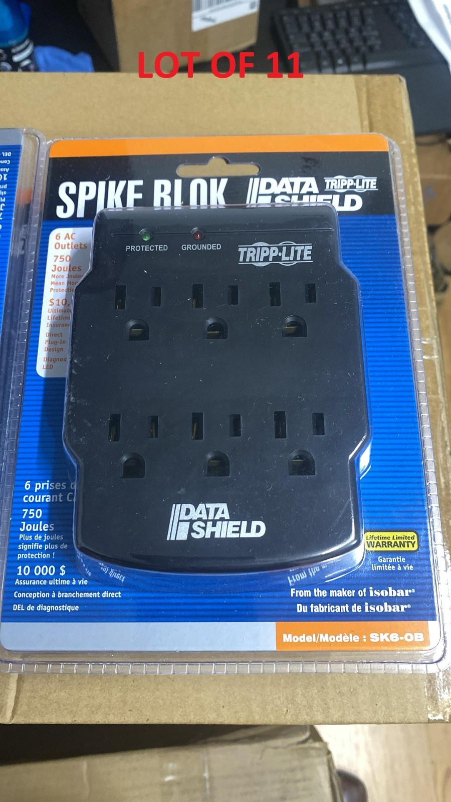 LOT OF 11 Tripp Lite series 6-Outlet Surge Protector, Direct Plug-In, 750 Joules