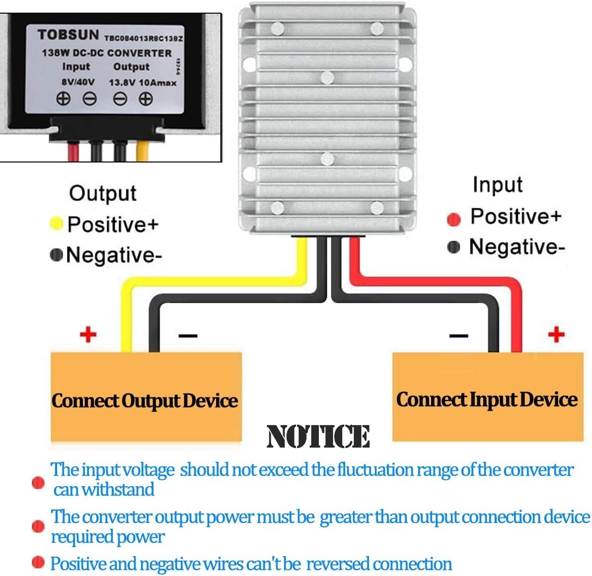 High-Efficiency 10A Voltage Transformer DC 8V-40V to 13.8V with Smart Protection