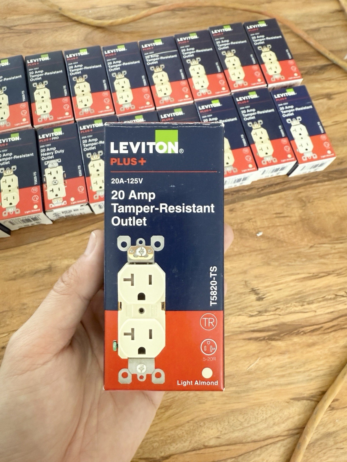 💲3/each box💡Leviton 20 AmpTamper-Resistant Duplex Outlet,T5820-T, Light Almond