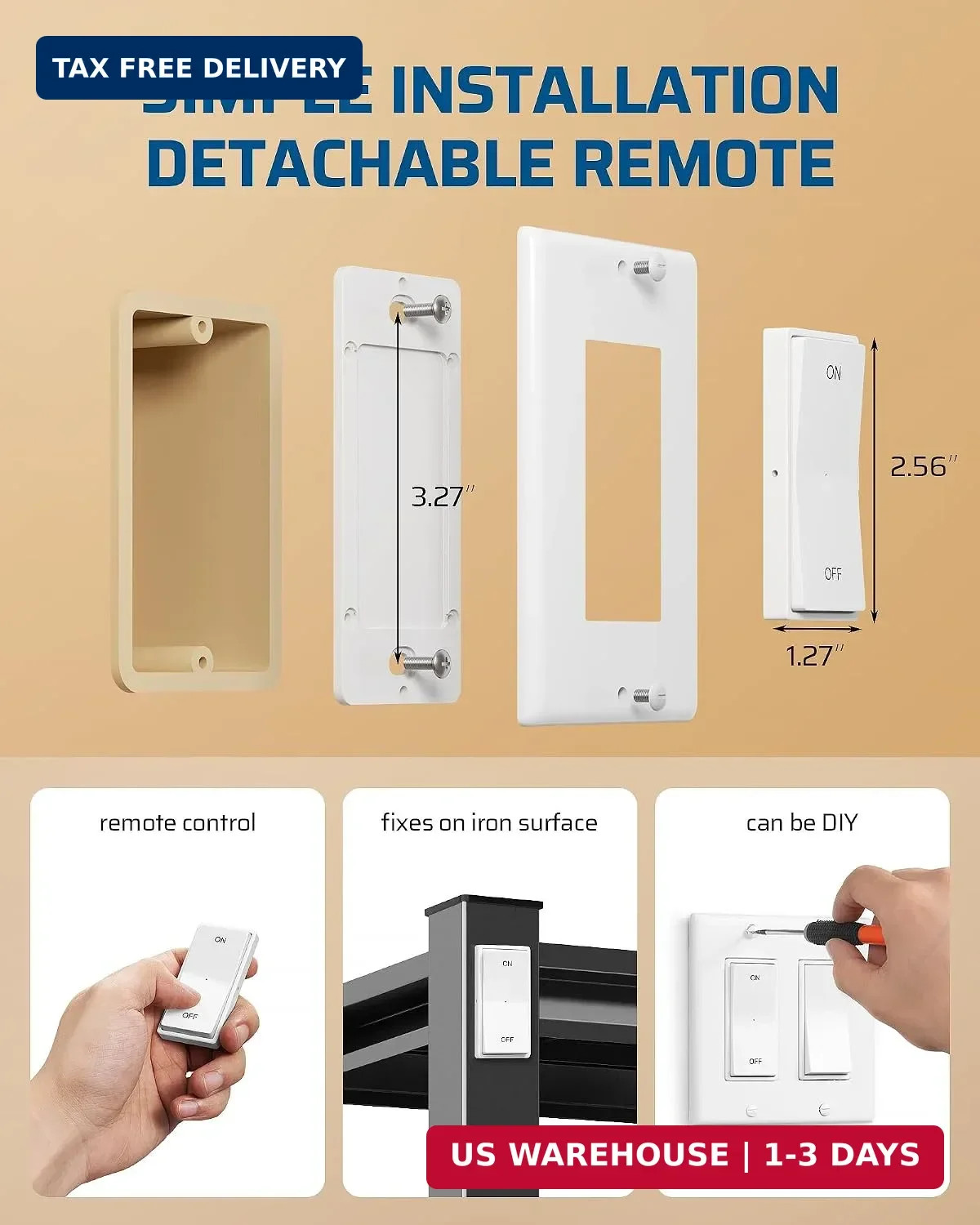 DEWENWILS Wireless Magnetic Remote Control Outlet Plug 15A 1875W, No Wiring Rock