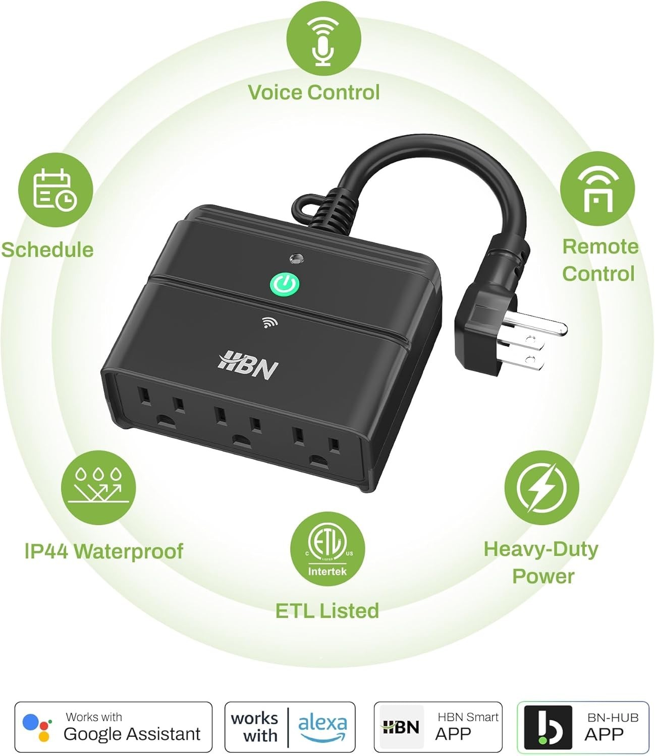 Outdoor Smart Plug,Wi-Fi & Bluetooth Heavy Duty Outlet with 3 Independent Out…