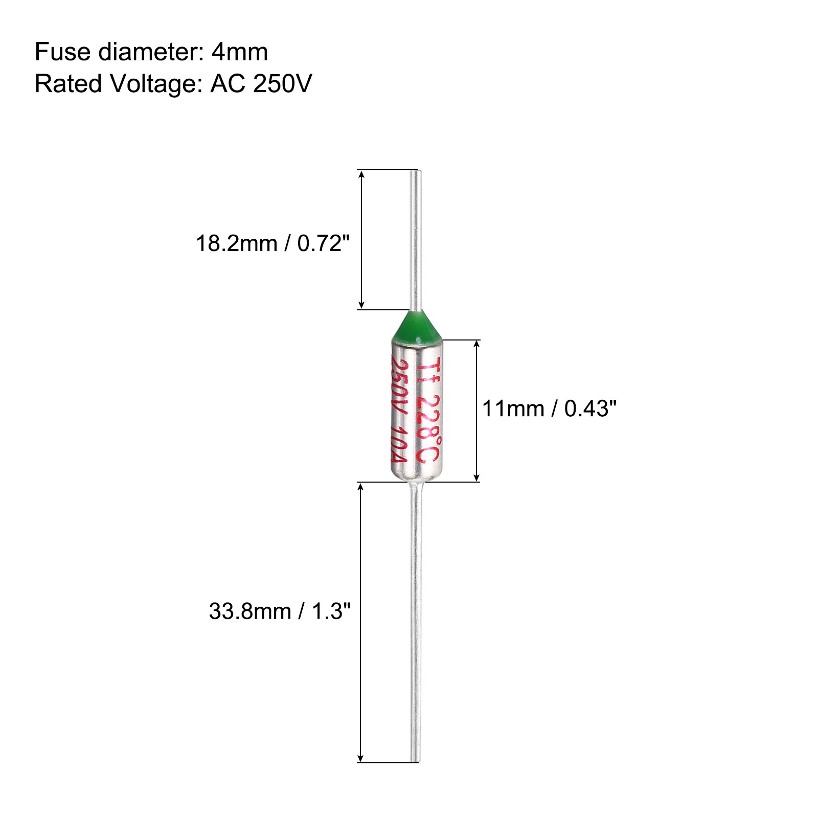 10 Pcs Metal Temperature Thermal Fuse SF228 10A 250V with Terminal Connector