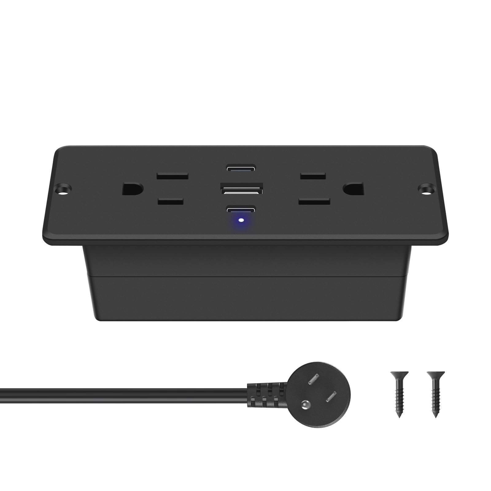 Recessed Power Strip with Outlet and USB C Ports, Furniture Flush Mount Power…
