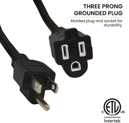 GoGreen Power 25 ft. 16/3 Heavy Duty Outdoor Extension Cord – Black