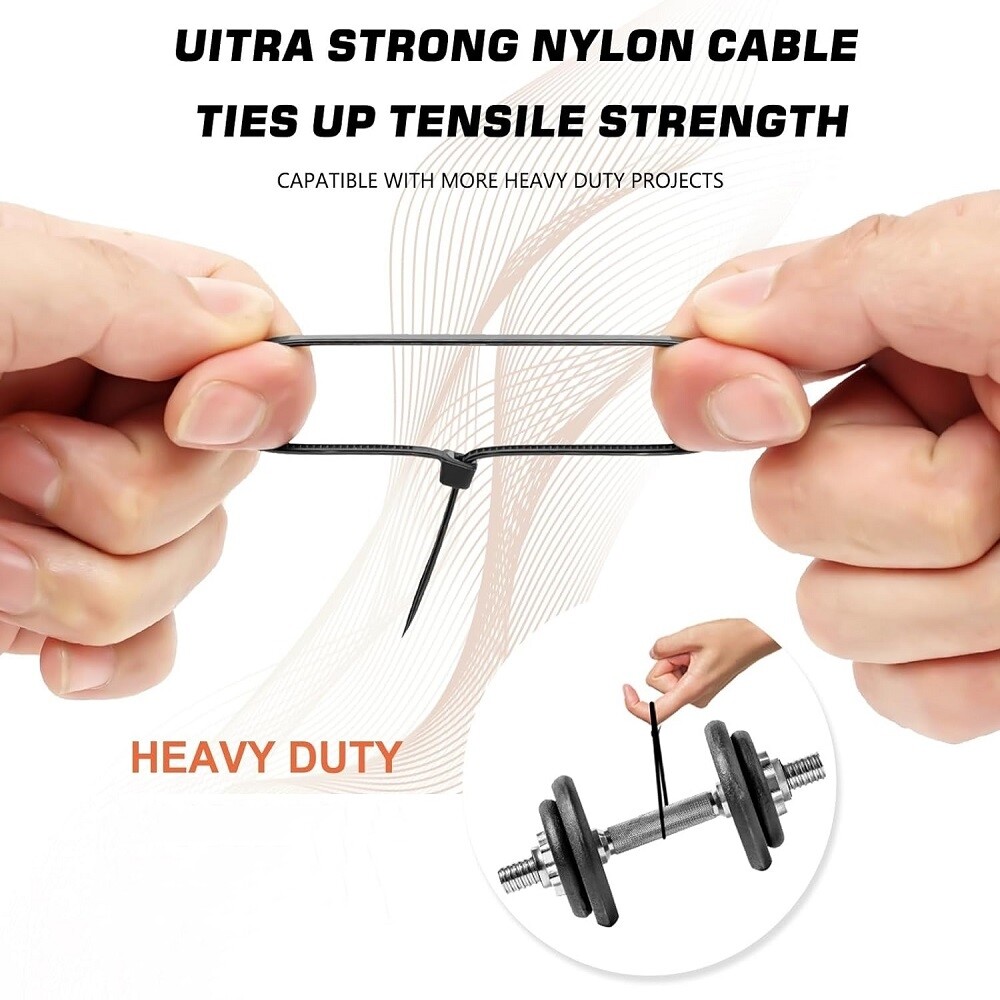 100-1000pcs Heavy Duty 8″ 12″ 15″ 18″ Nylon Plastic Cable Wire Zip Ties Wrap US